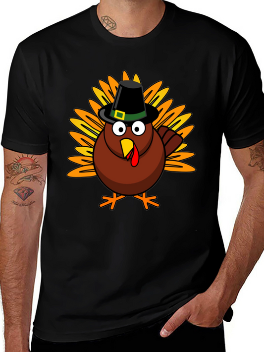 Thanksgiving Turkey T-Shirt - Mens Crew Neck Tee