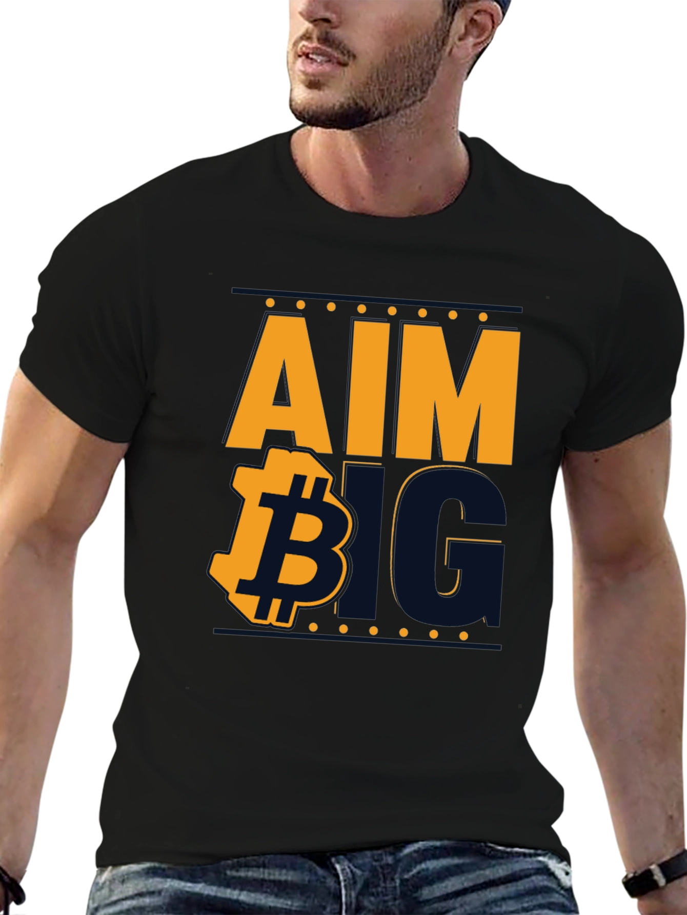 Aim Big Bitcoin Graphic Tee - Black