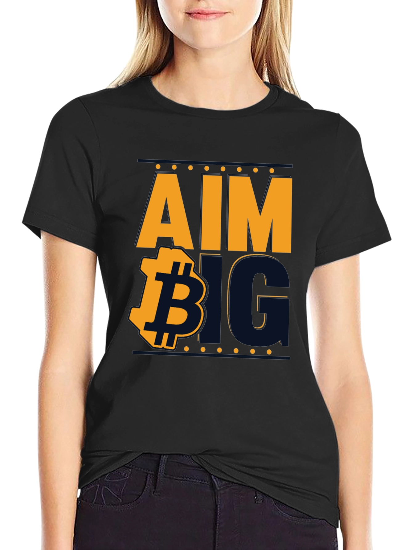 Aim Big Bitcoin Graphic Tee - Black