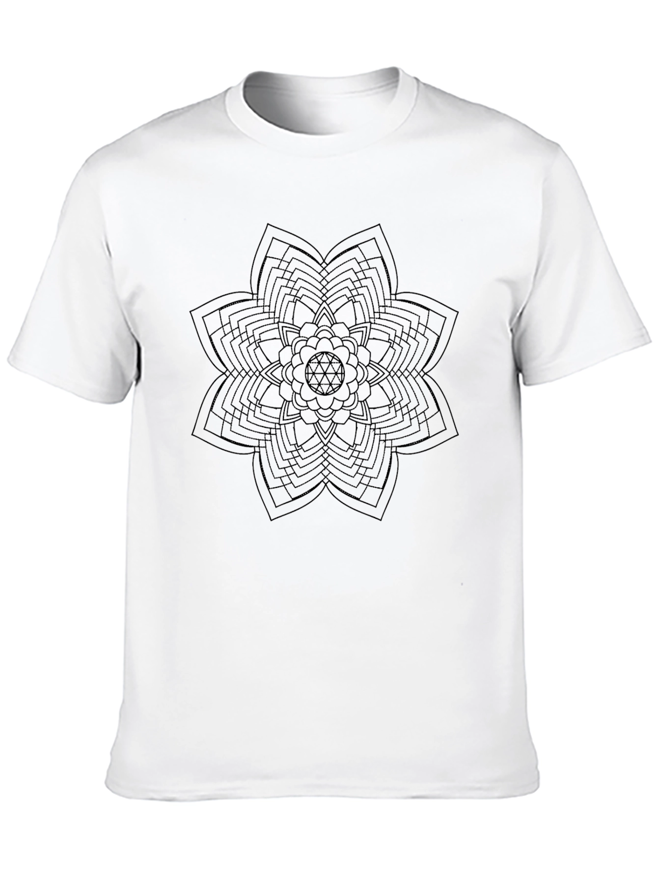 Black Geometric Flower Graphic Tee