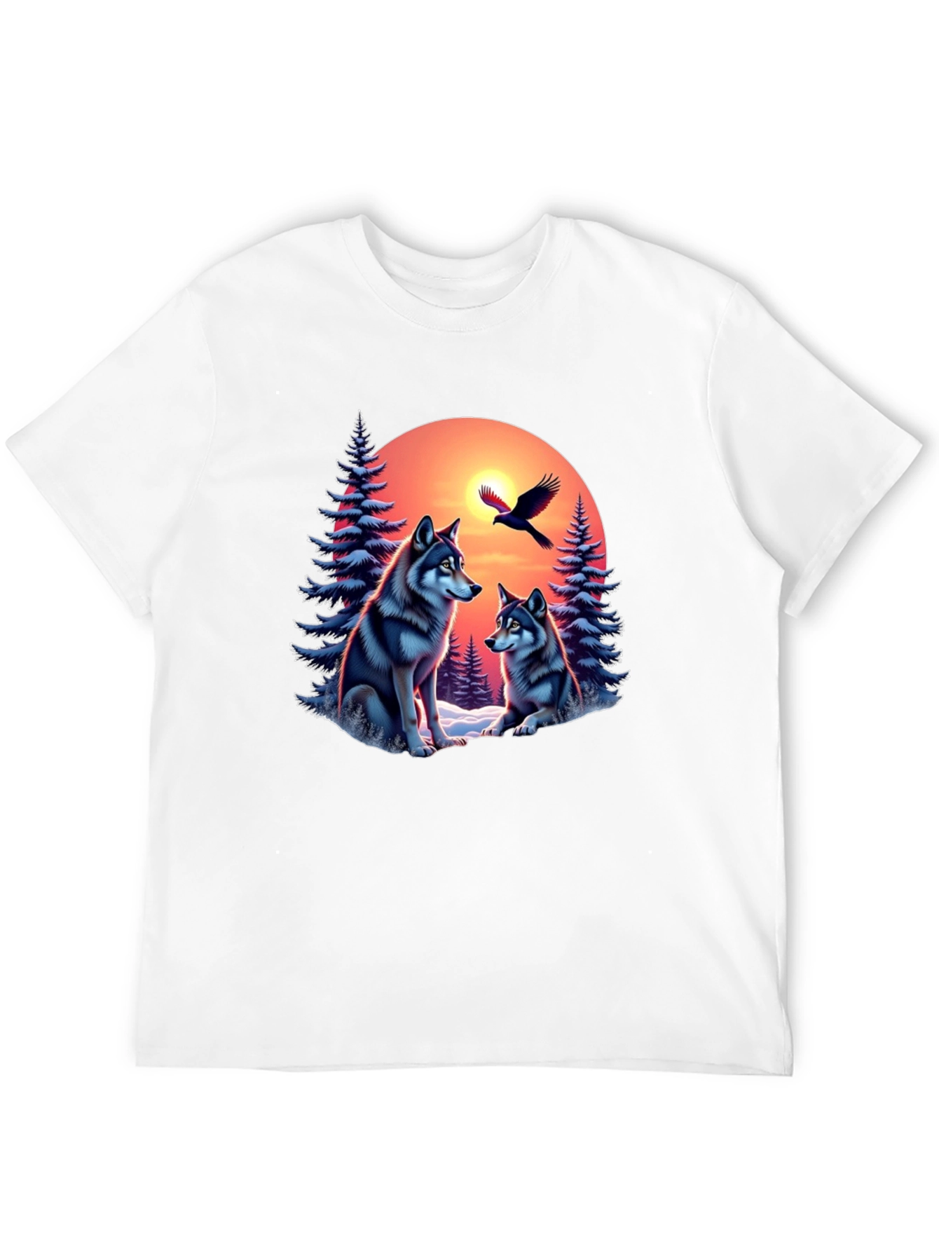 Wolf Sunset Graphic Tee - Nature Inspired Design