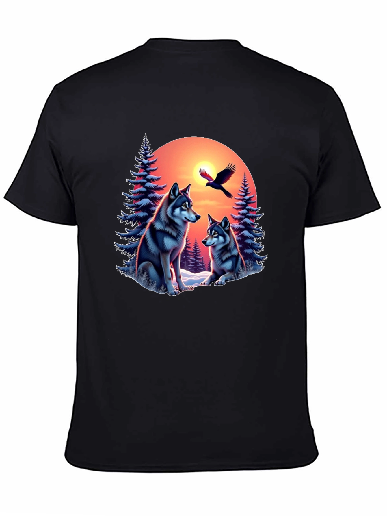 Wolf Sunset Graphic Tee - Nature Inspired Design