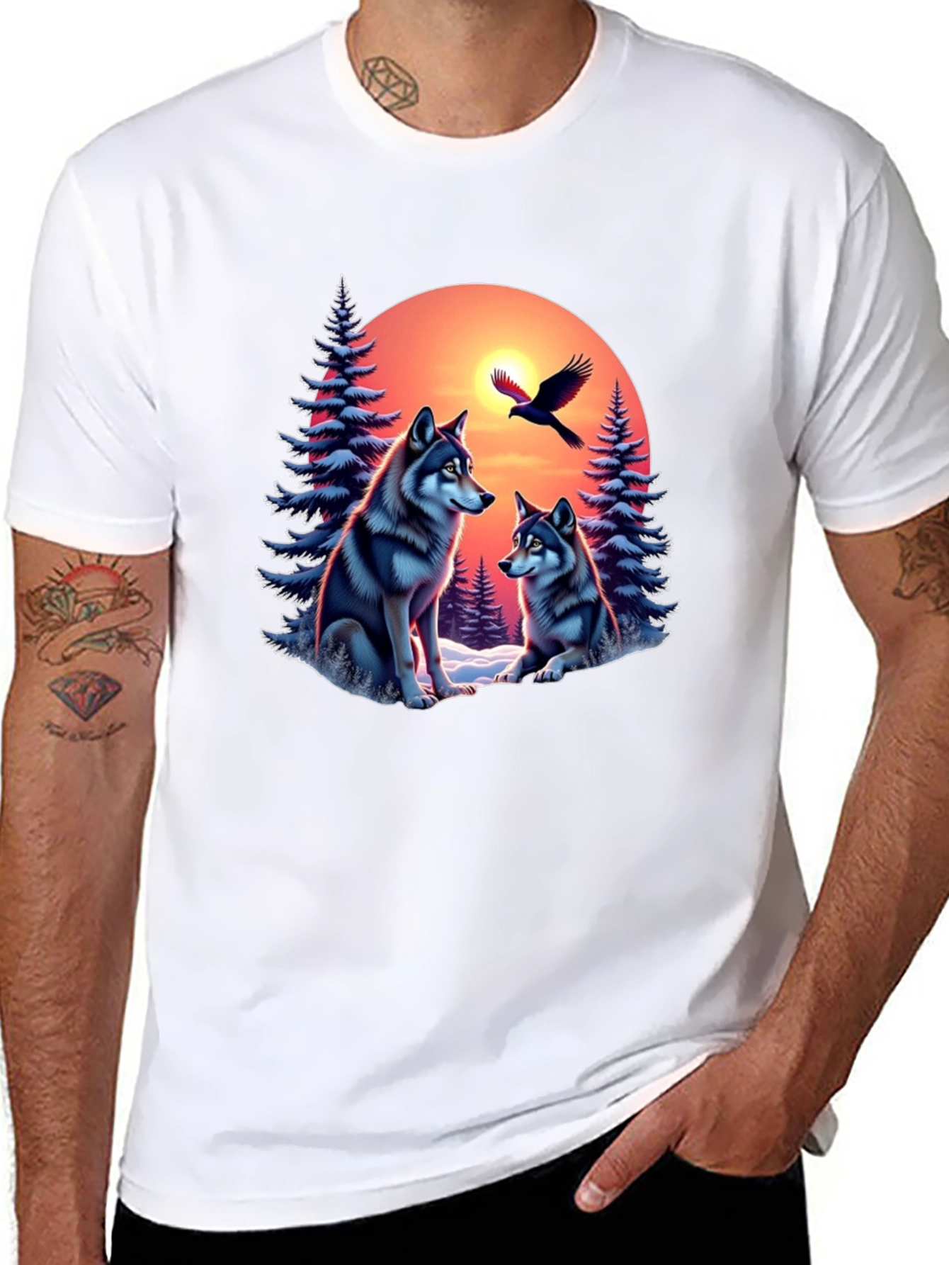 Wolf Sunset Graphic Tee - Nature Inspired Design