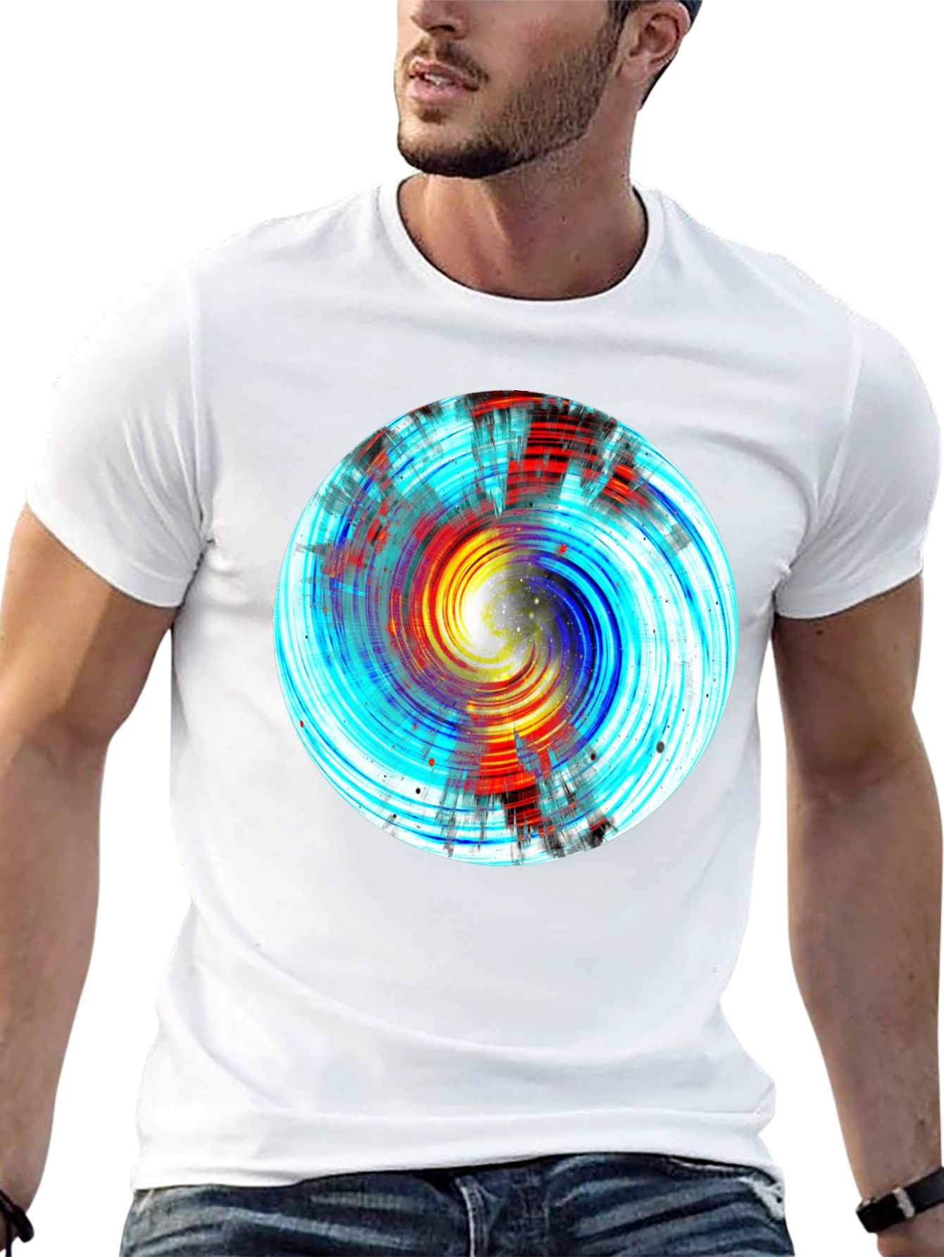 Abstract Swirl Graphic Black Tee