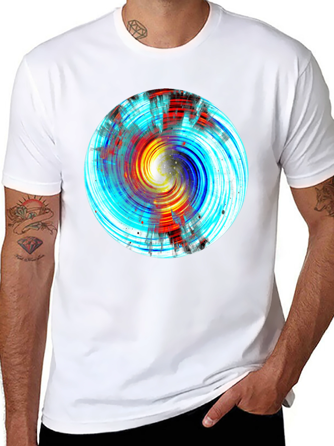 Abstract Swirl Graphic Black Tee