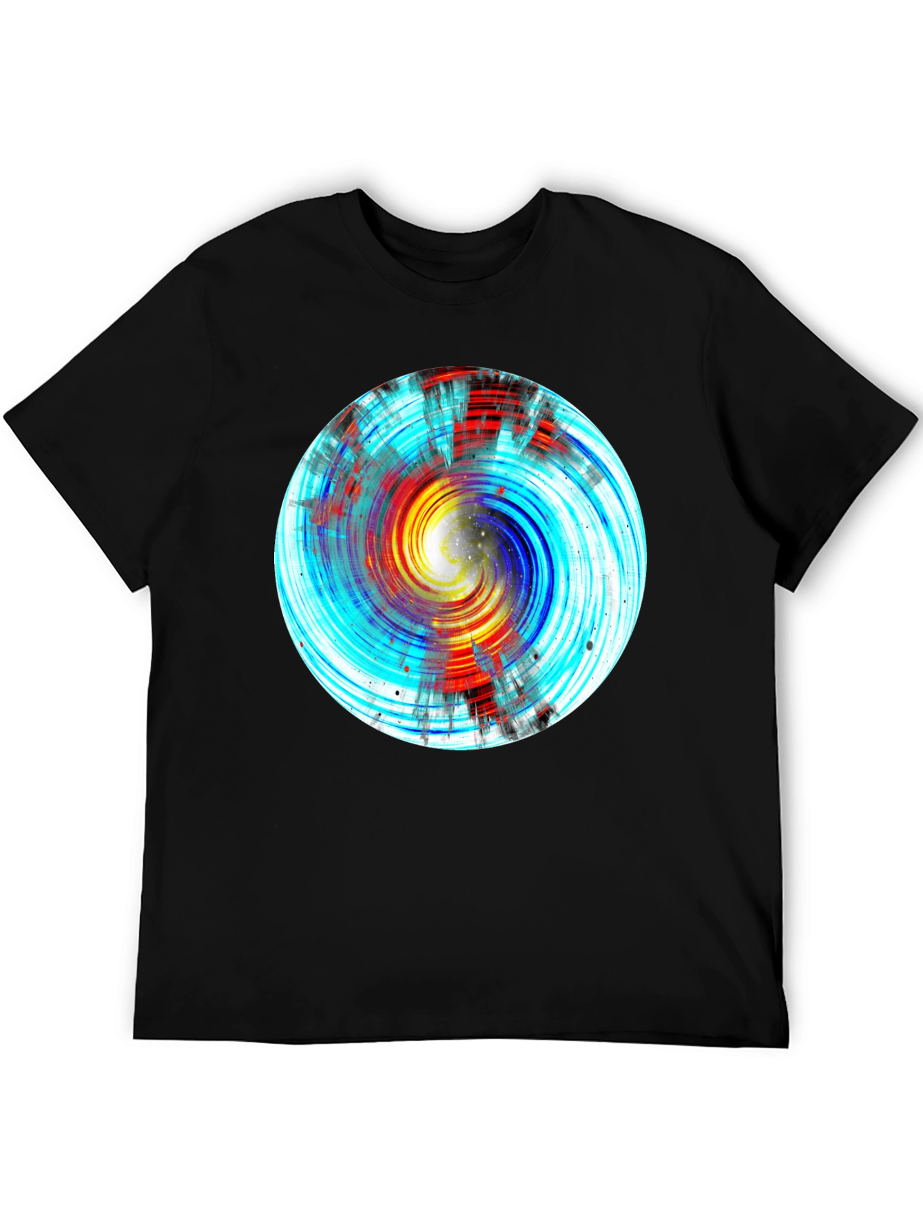 Abstract Swirl Graphic Black Tee