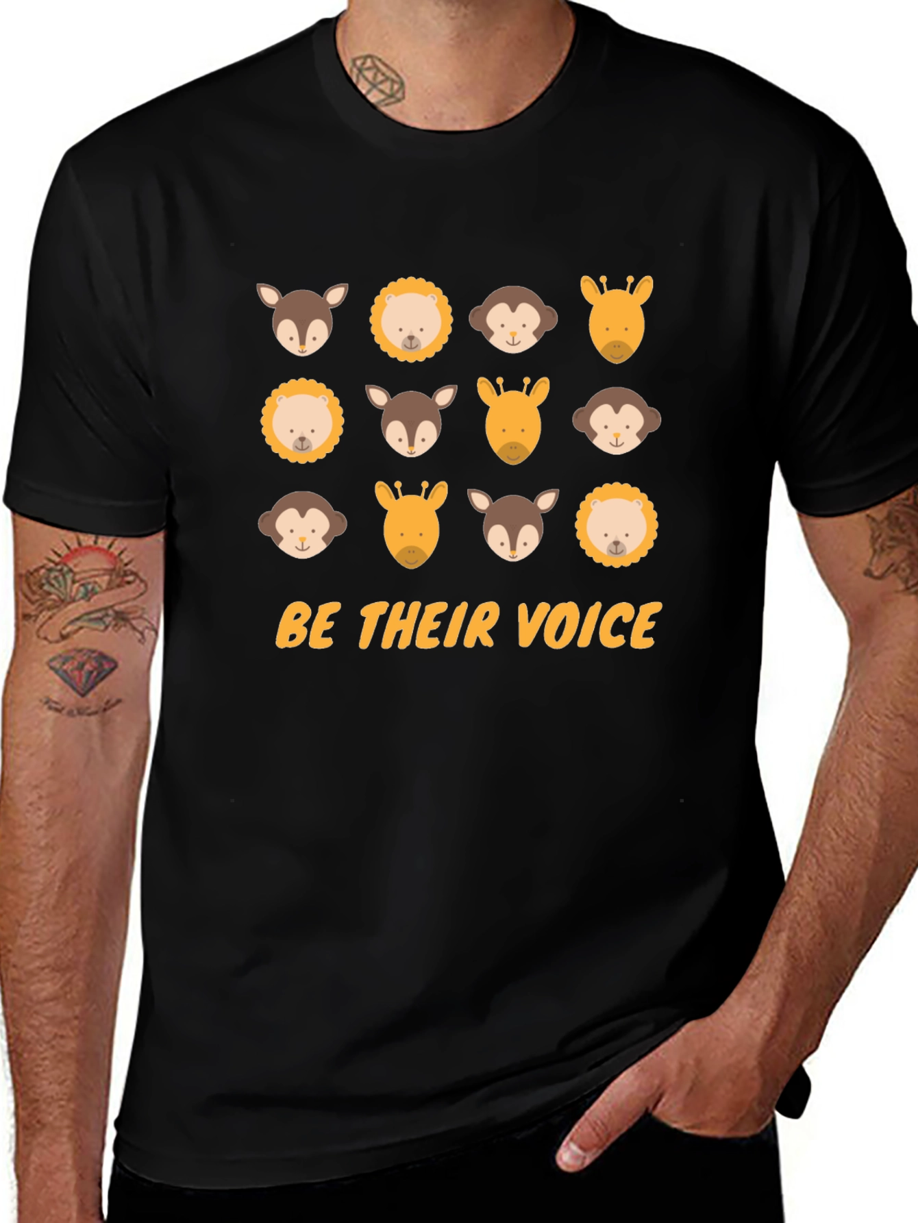 Be Their Voice Animal T-Shirt - Black Cotton Tee