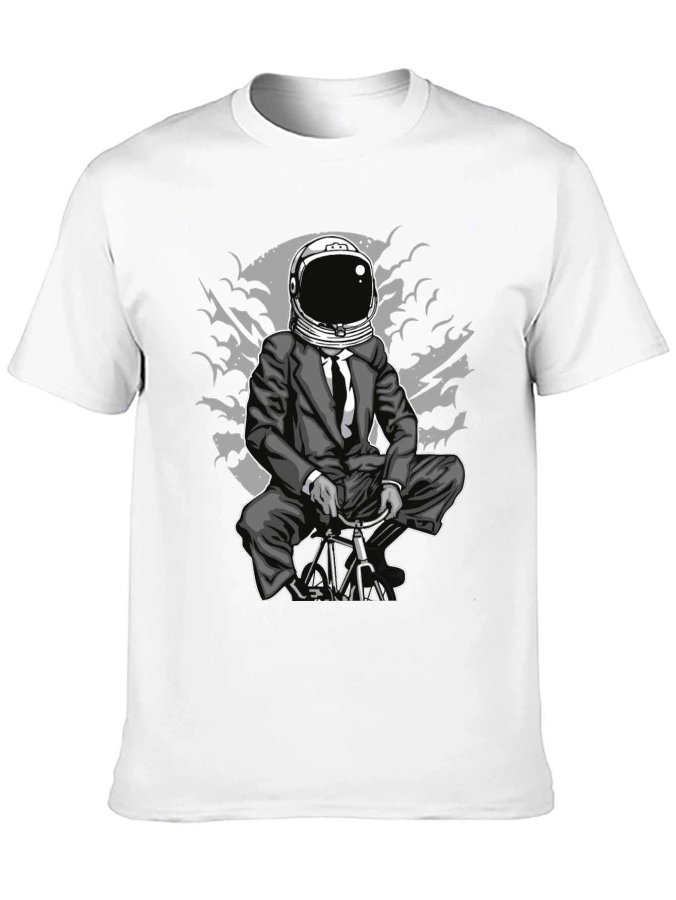 Astronaut Biker Graphic Tee - Space Rider T-Shirt