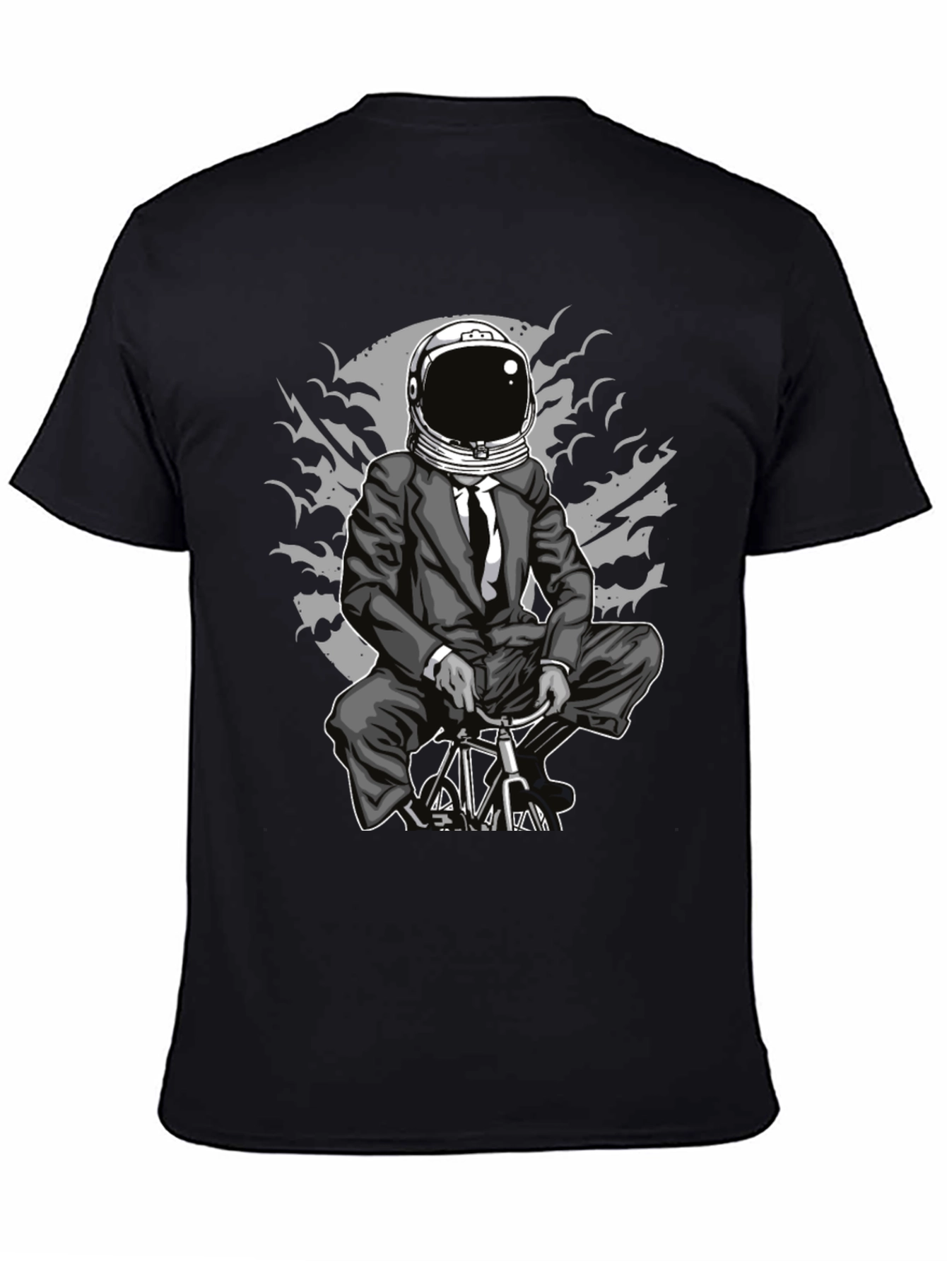 Astronaut Biker Graphic Tee - Space Rider T-Shirt