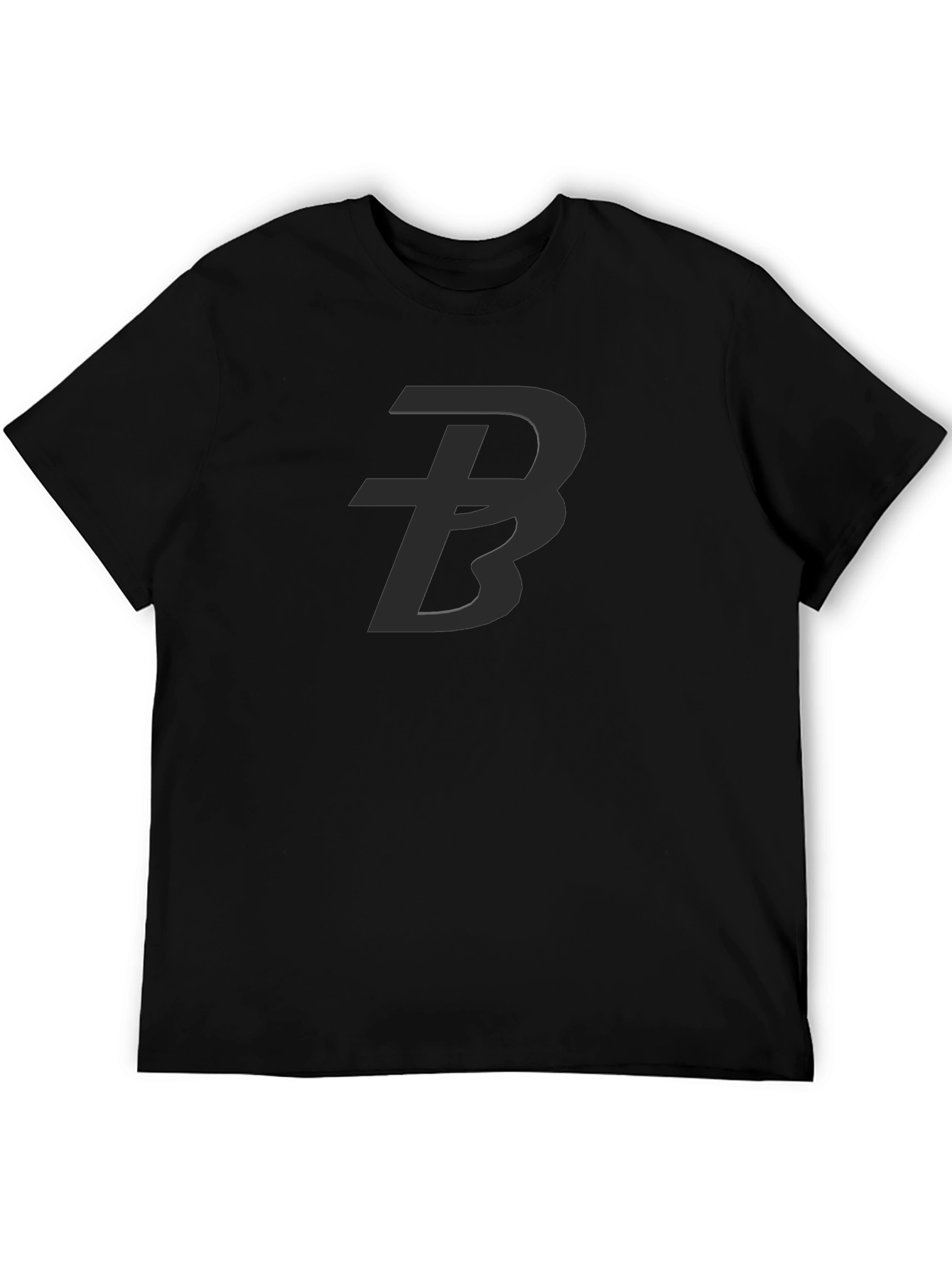 Black Tee with Bold Initial Design - Casual Style