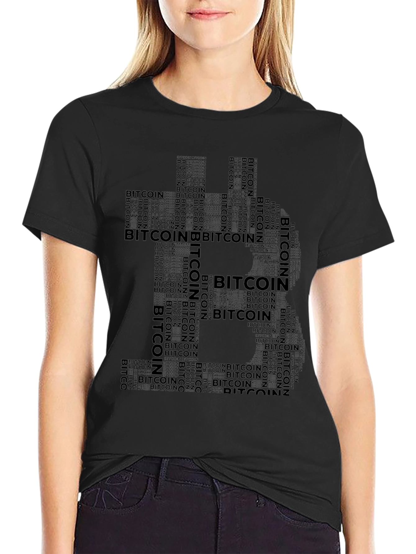 Bitcoin Word Art Black T-Shirt