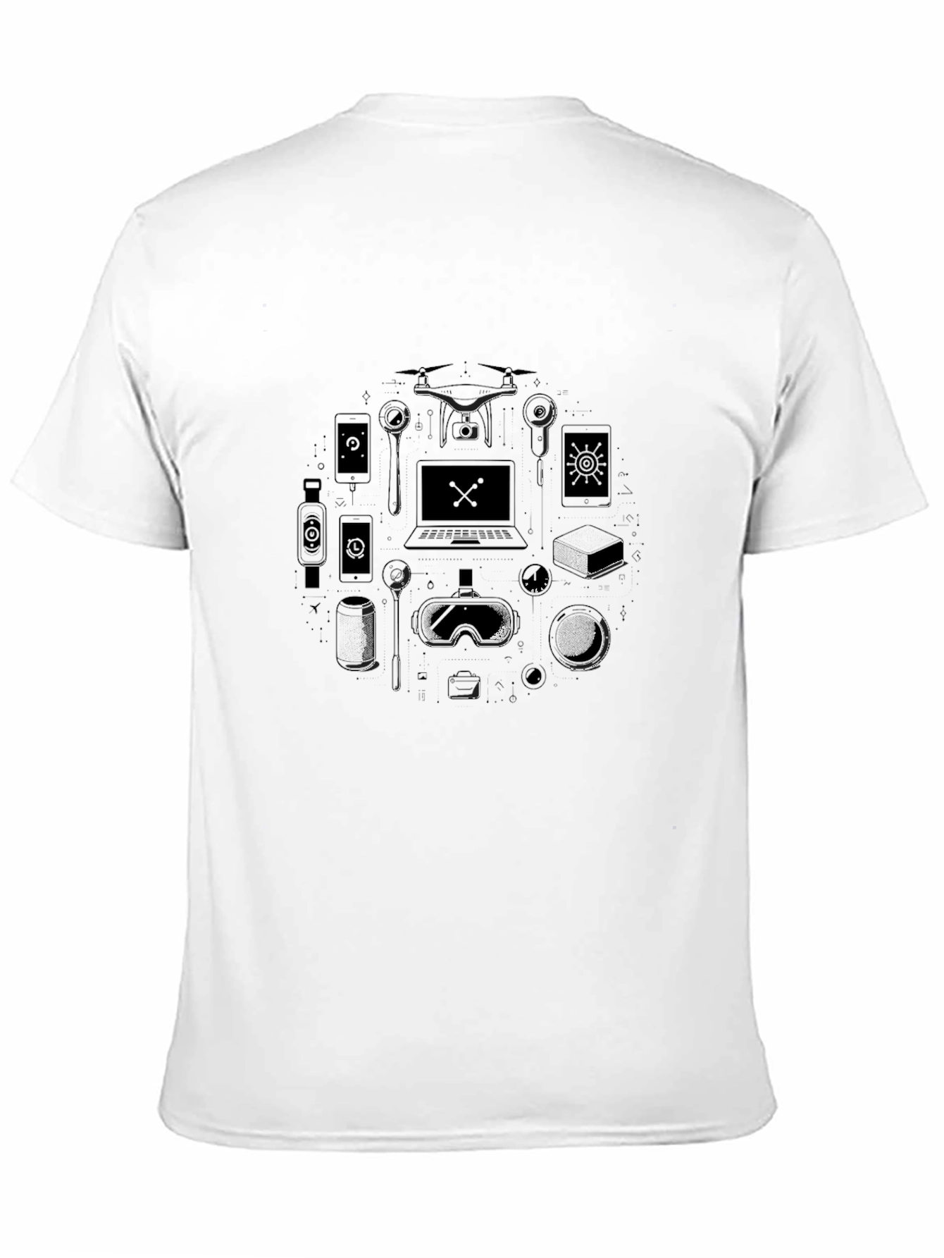Tech Gadget Graphic T-Shirt - Black