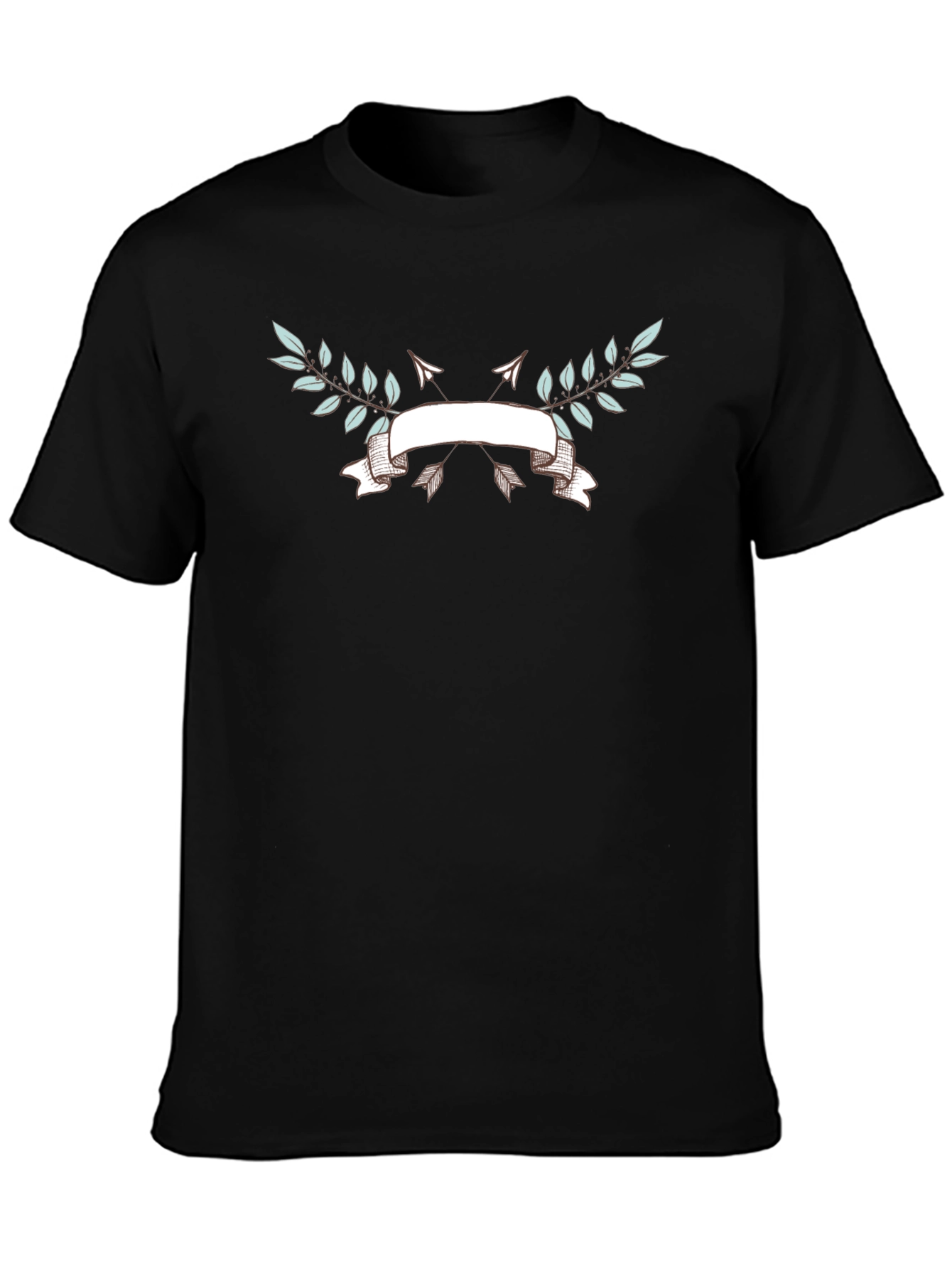 Black T-Shirt with Arrow & Laurel Design