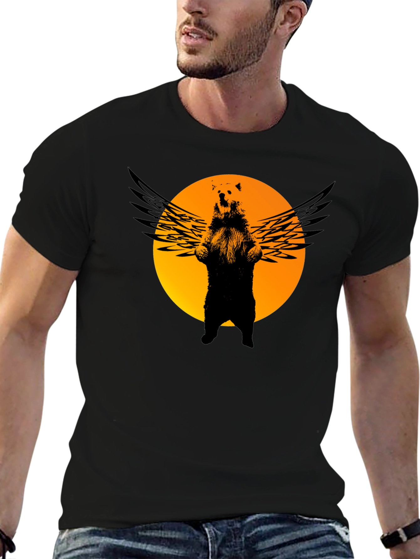 Winged Bear Graphic Tee - Mens Black T-Shirt