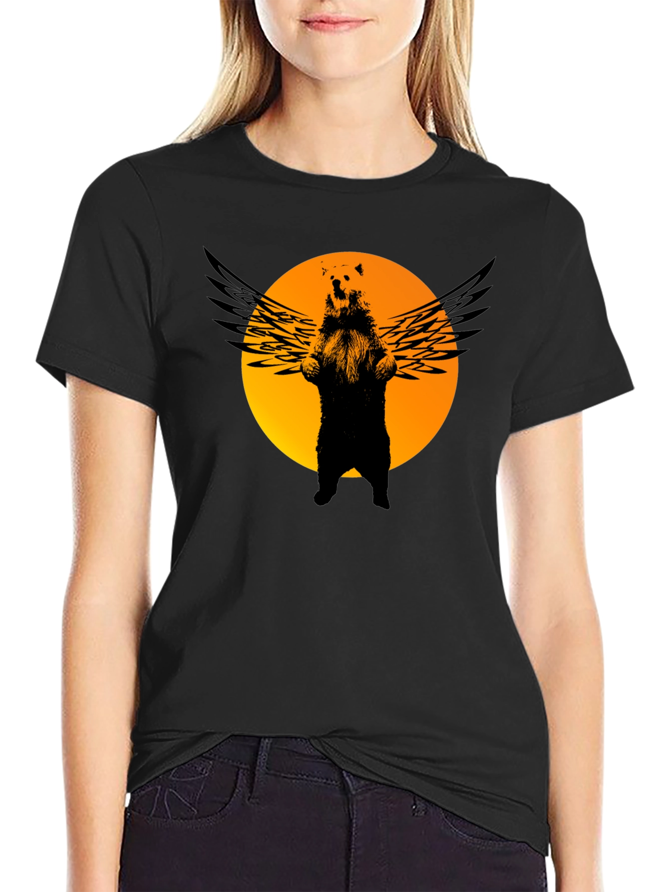 Winged Bear Graphic Tee - Mens Black T-Shirt