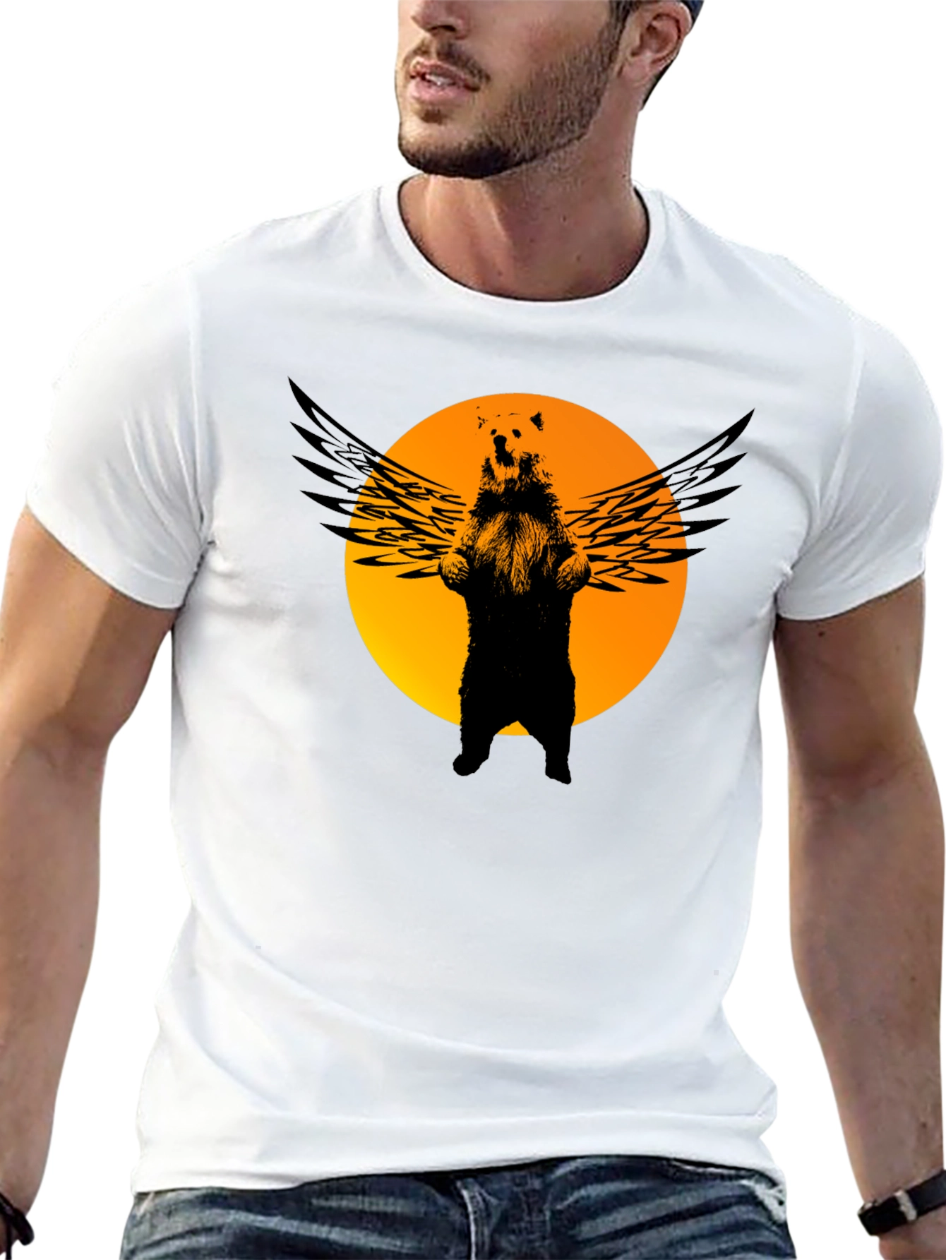 Winged Bear Graphic Tee - Mens Black T-Shirt