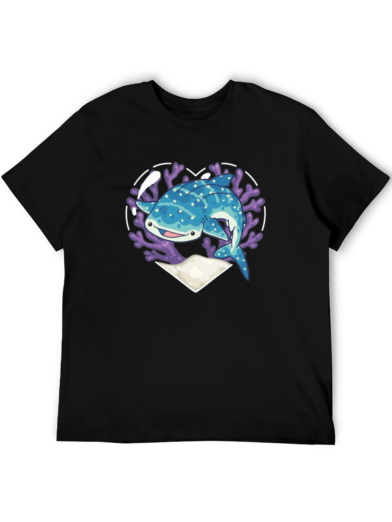 Whale Shark Heart Graphic Tee - Black