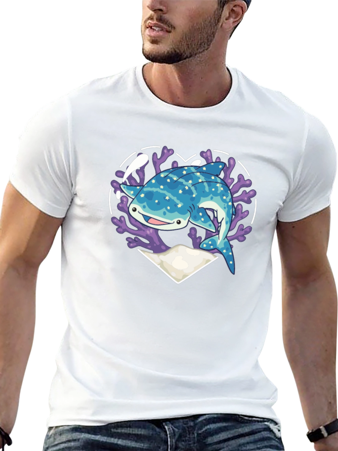 Whale Shark Heart Graphic Tee - Black