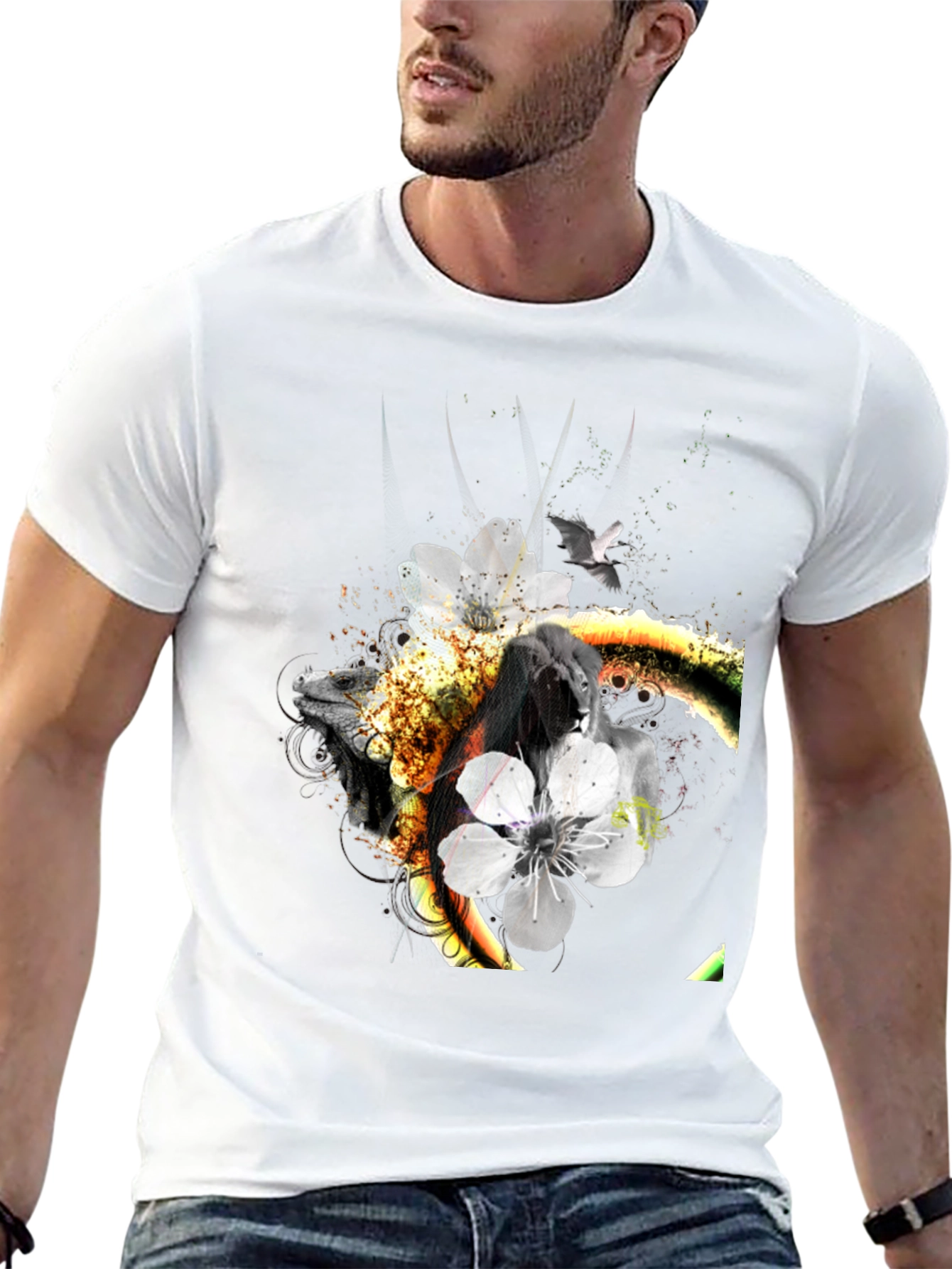 Abstract Animal Print Black T-Shirt
