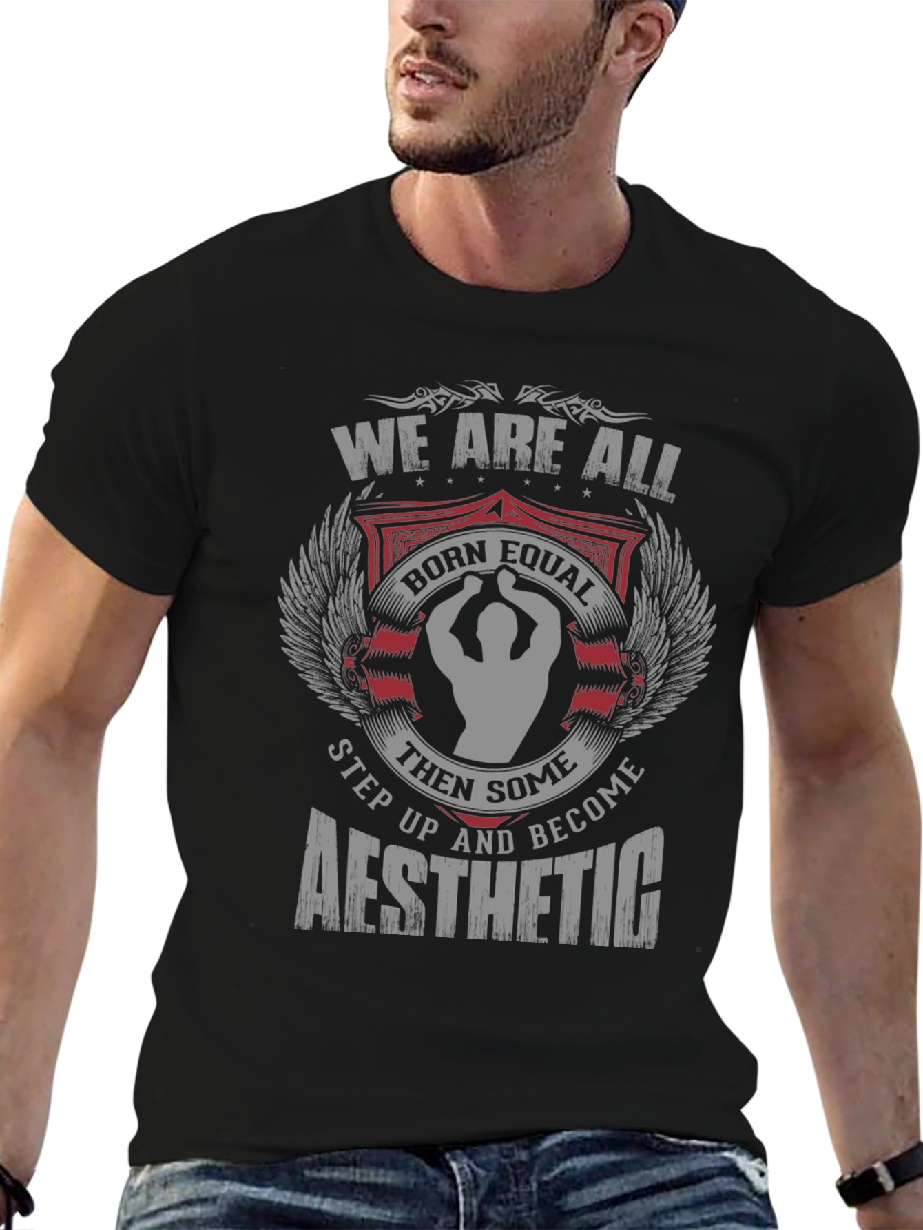 We are all born equal aesthetic black T-shirt