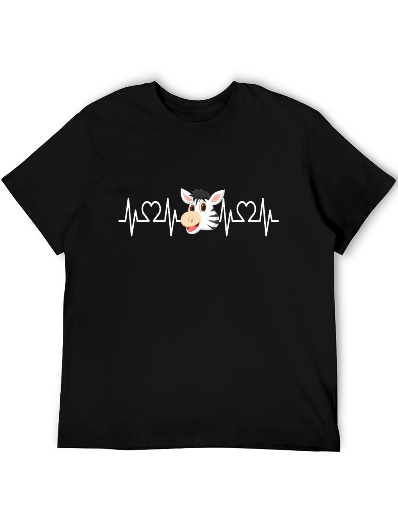 Zebra Heartbeat Graphic Tee - Black Cotton T-Shirt