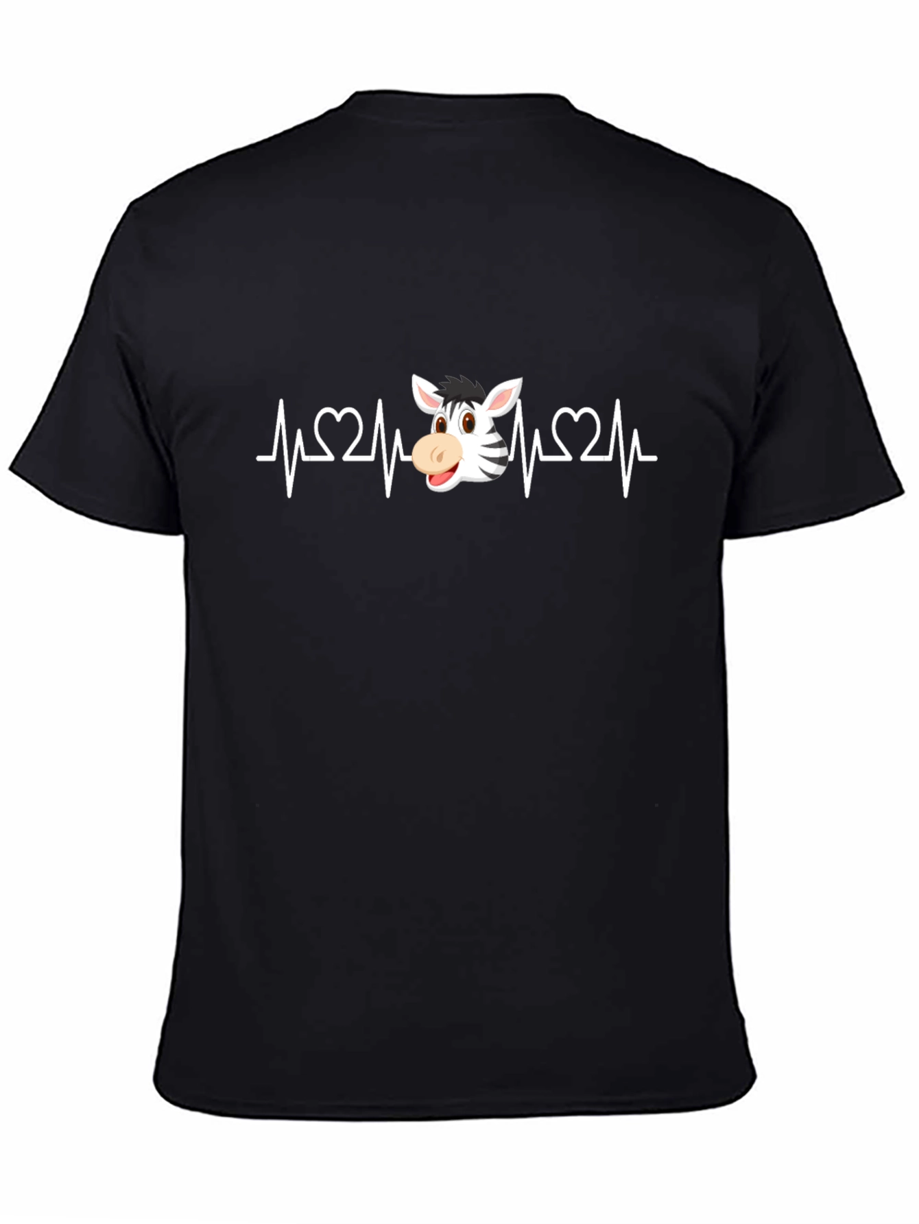 Zebra Heartbeat Graphic Tee - Black Cotton T-Shirt