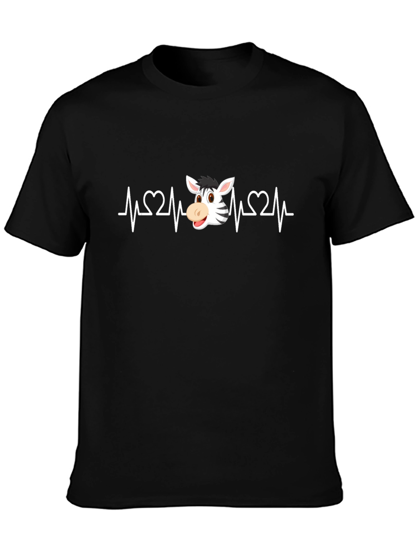 Zebra Heartbeat Graphic Tee - Black Cotton T-Shirt