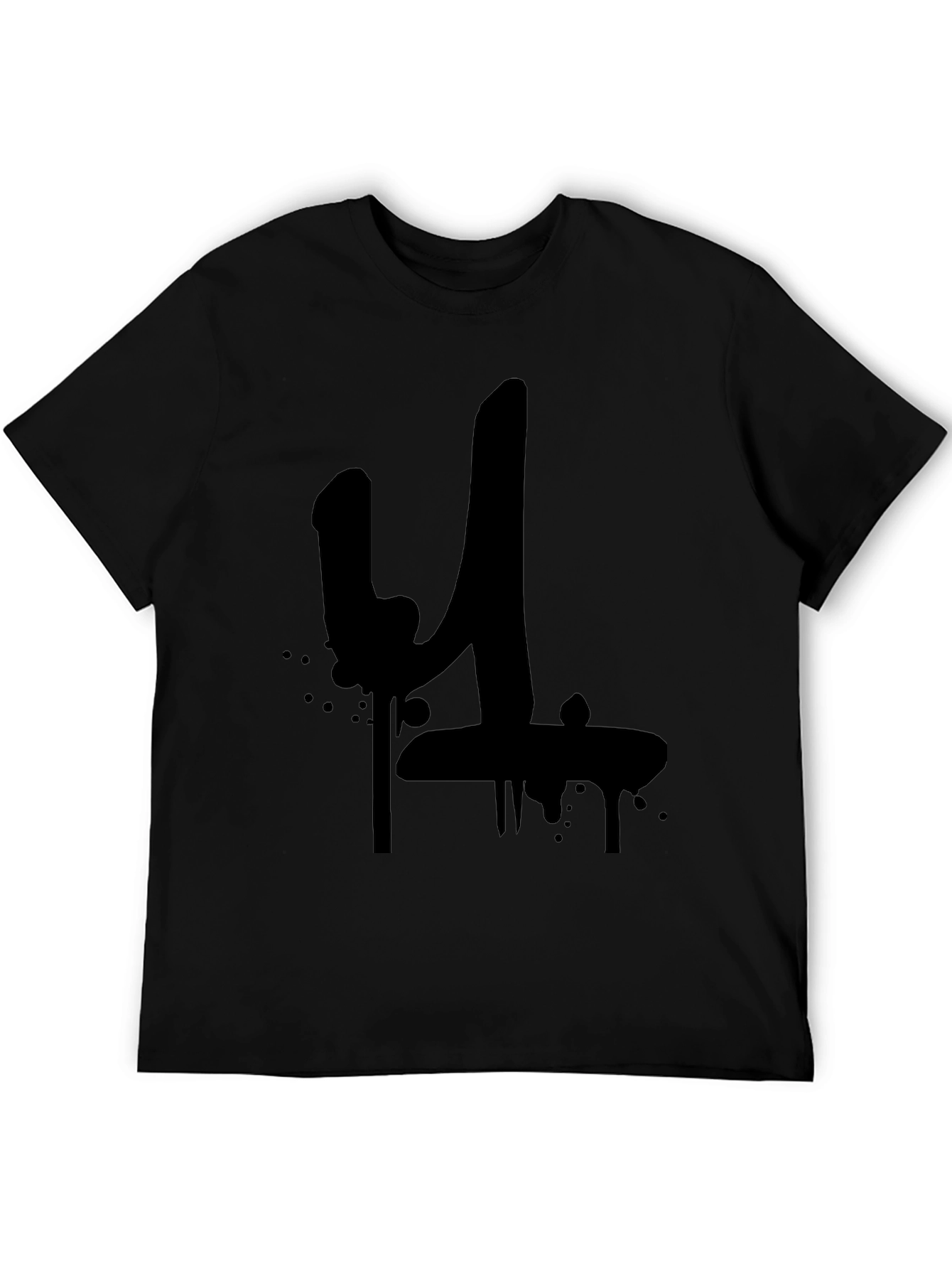 Black Graffiti Style Number 4 T-Shirt