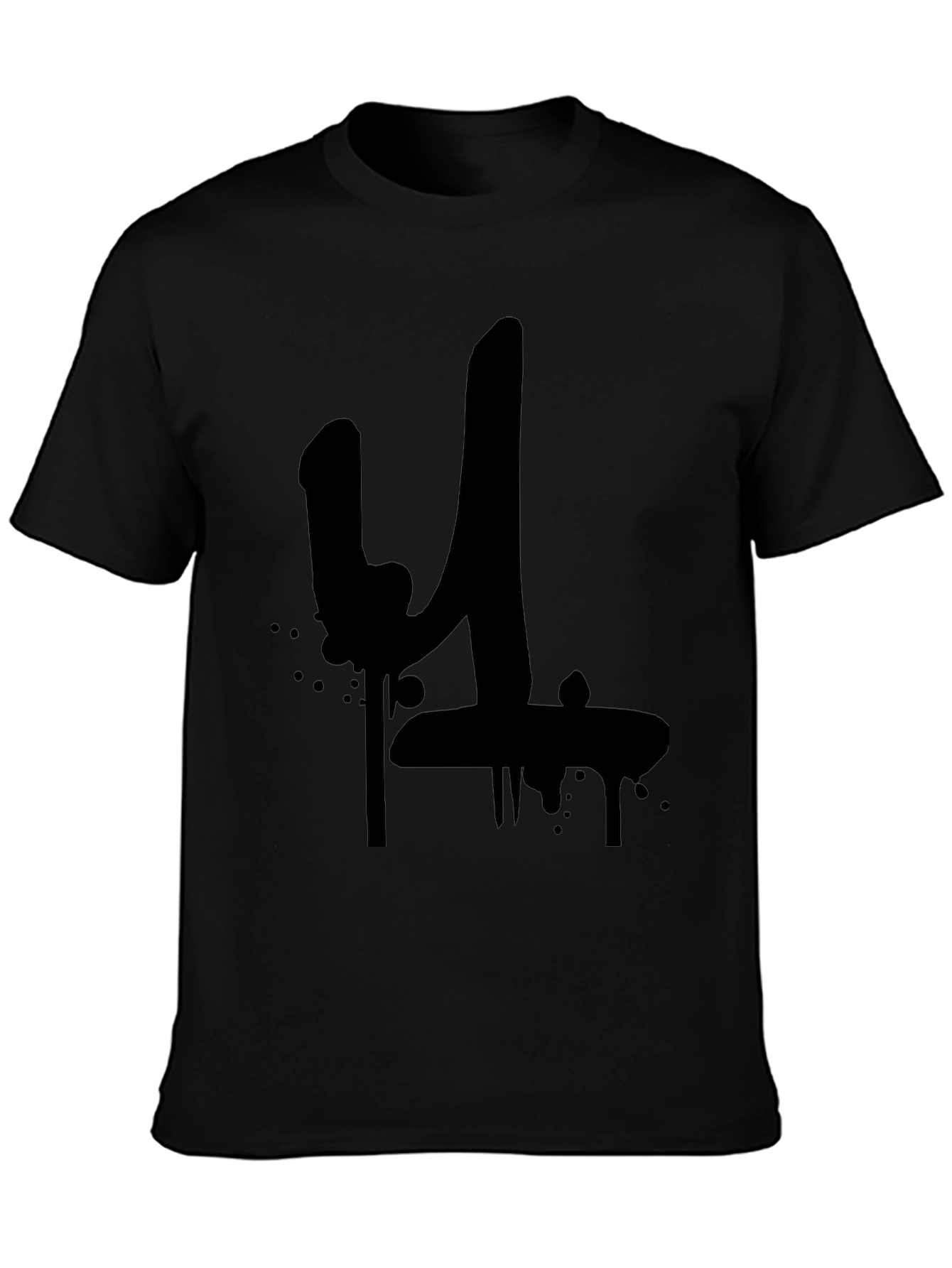 Black Graffiti Style Number 4 T-Shirt