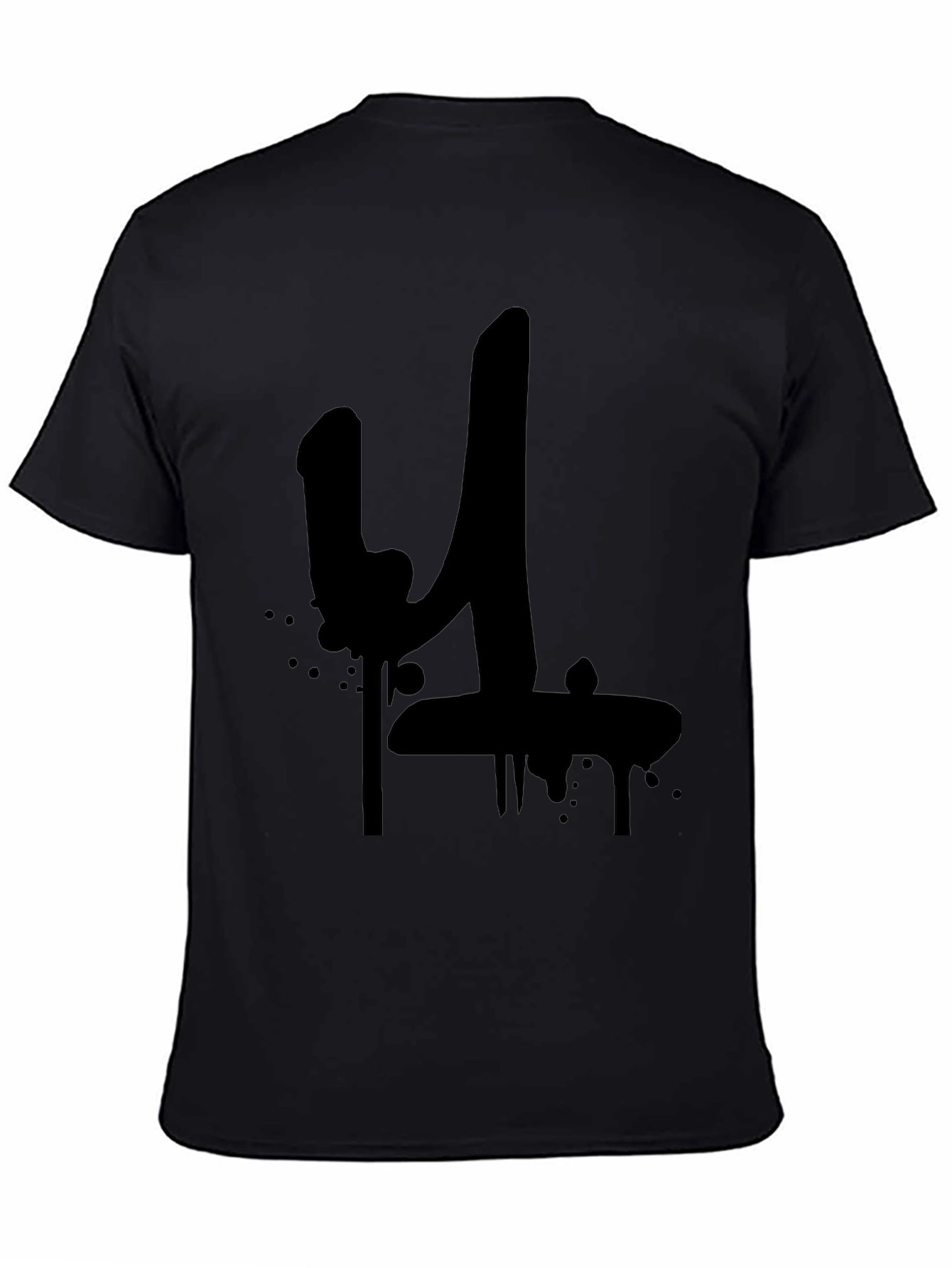 Black Graffiti Style Number 4 T-Shirt