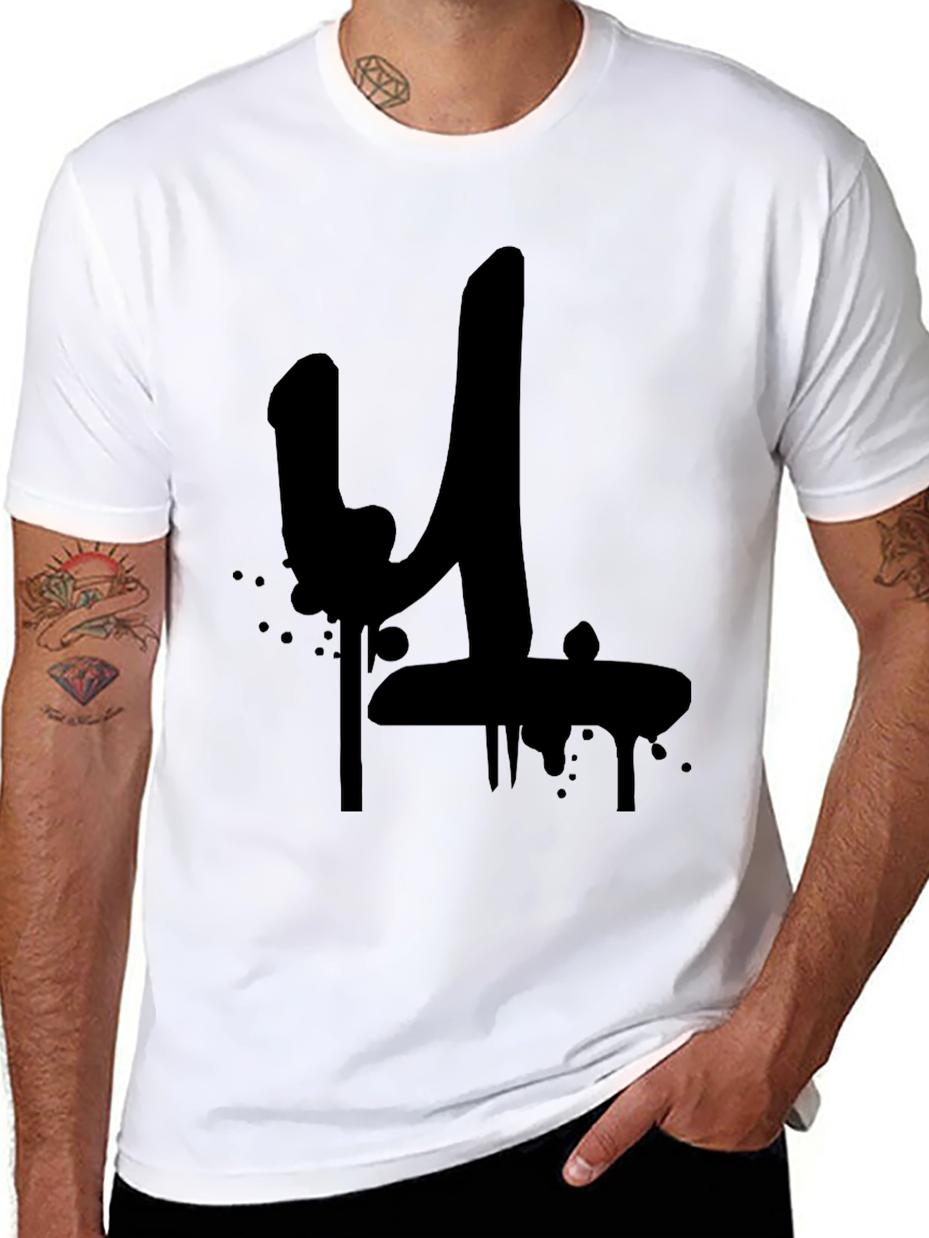 Black Graffiti Style Number 4 T-Shirt