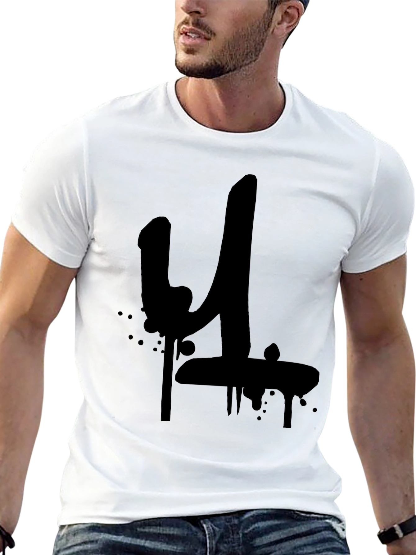 Black Graffiti Style Number 4 T-Shirt