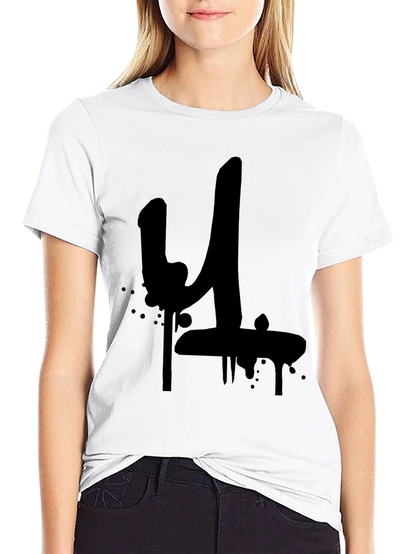Black Graffiti Style Number 4 T-Shirt