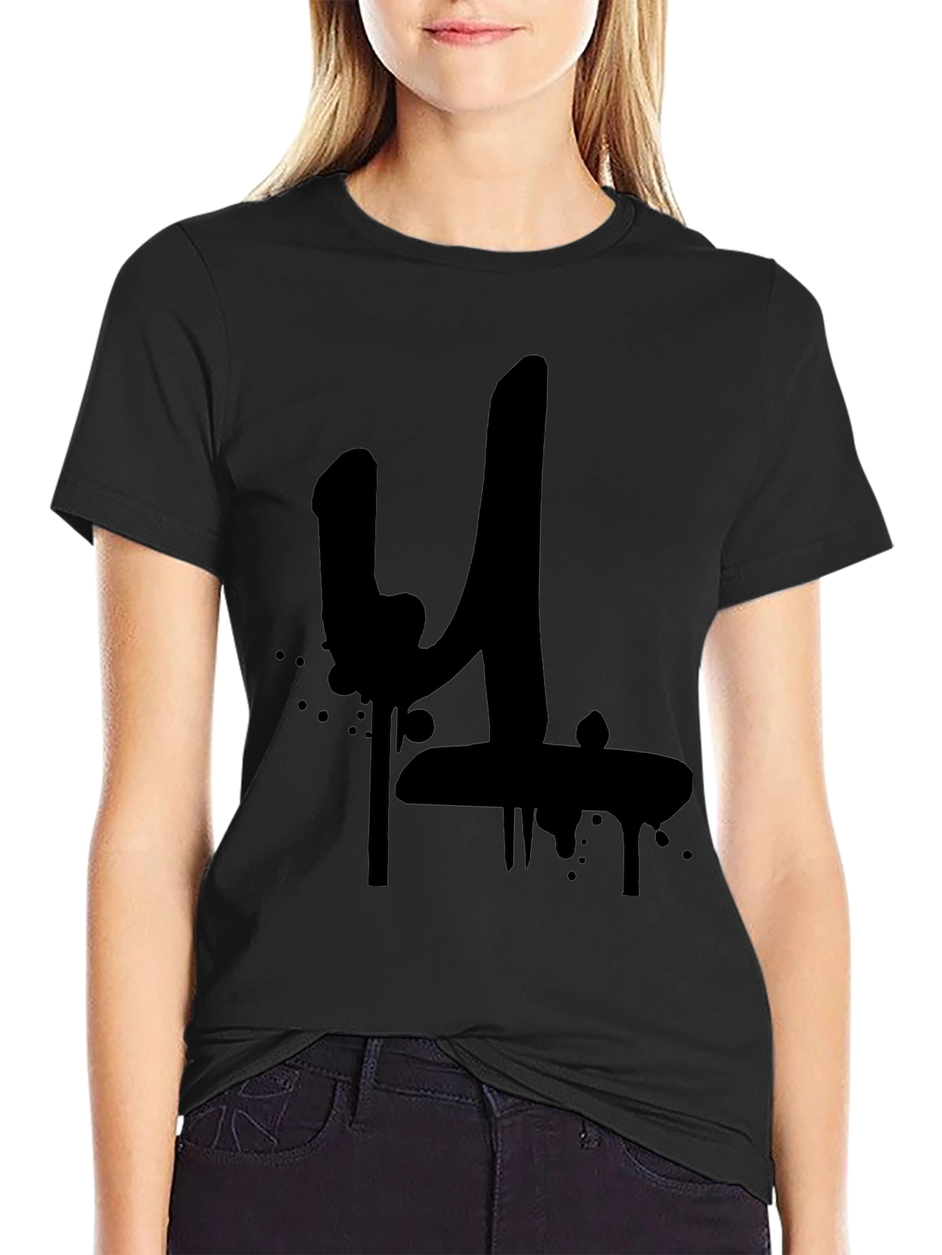 Black Graffiti Style Number 4 T-Shirt