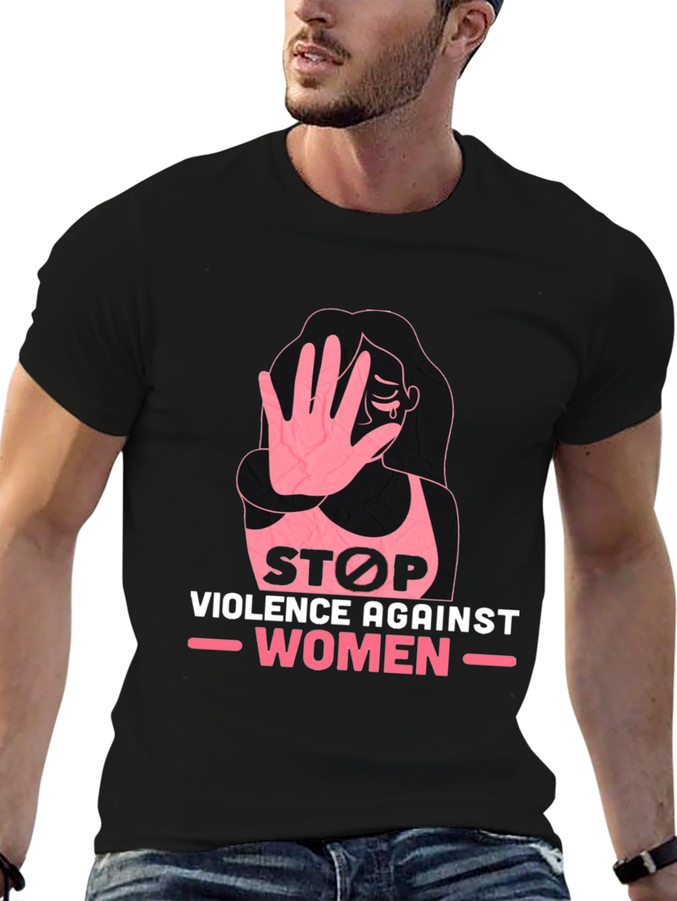 Stop Violence Against Women Black T-Shirt