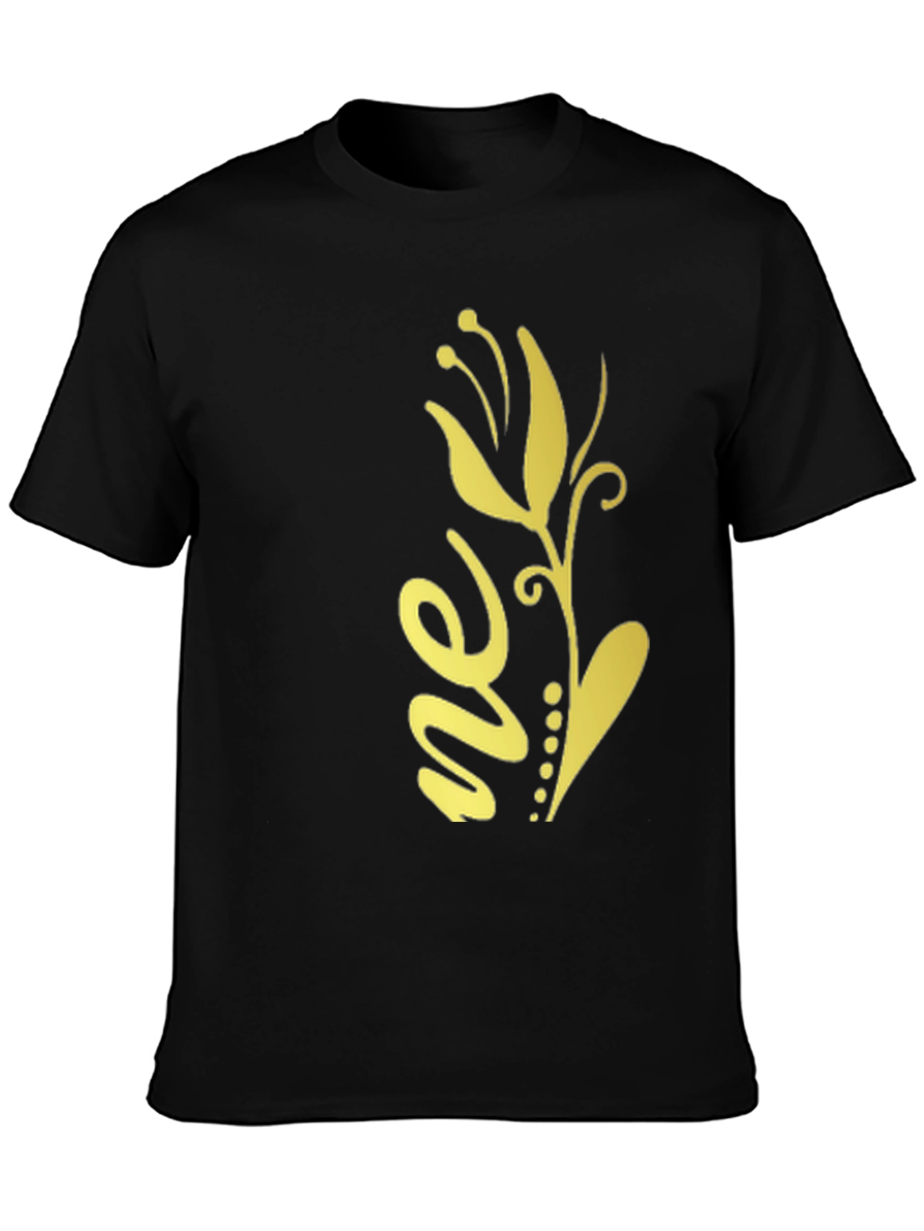 Stylish Black Tee with Floral Design