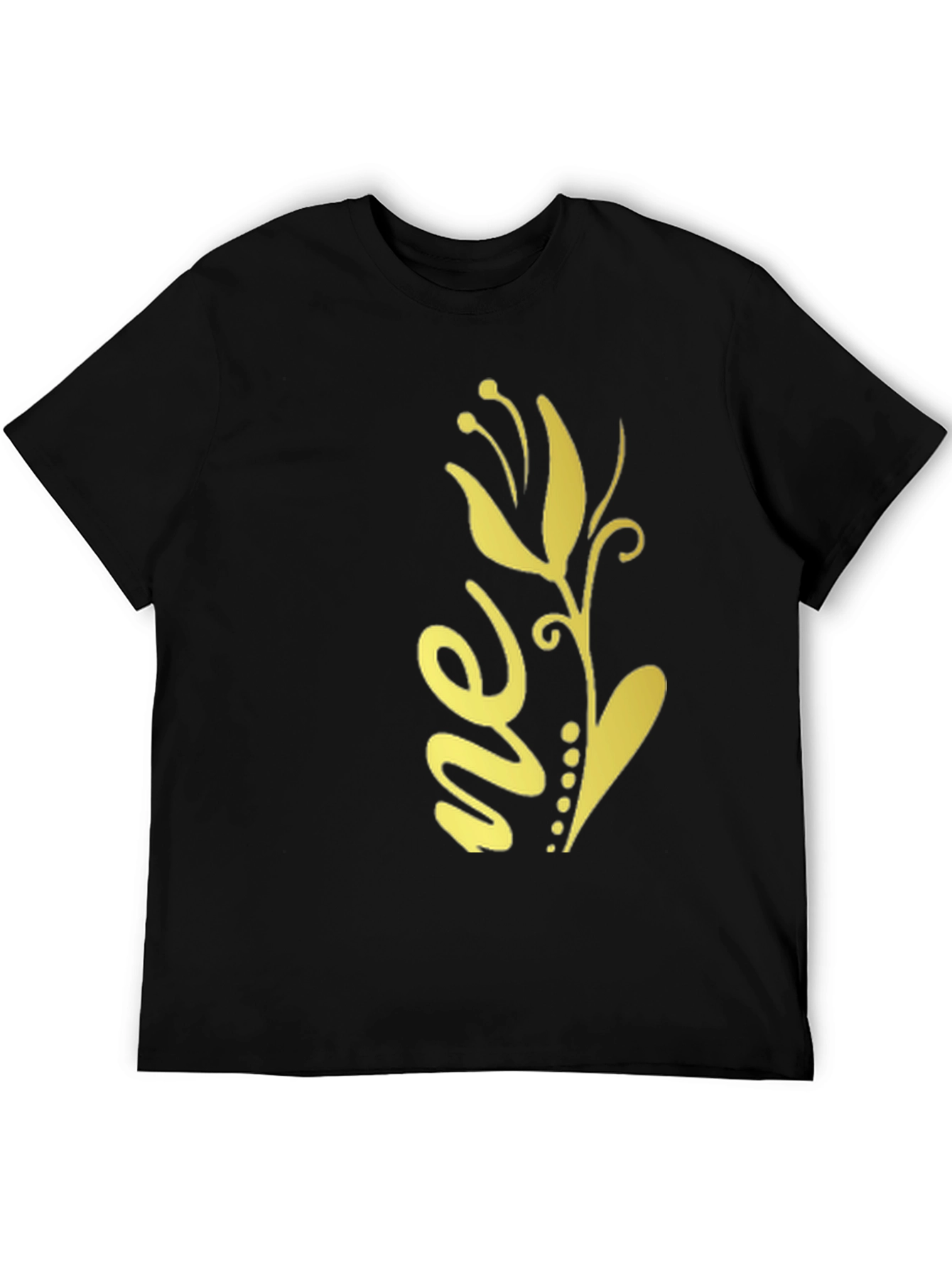 Stylish Black Tee with Floral Design