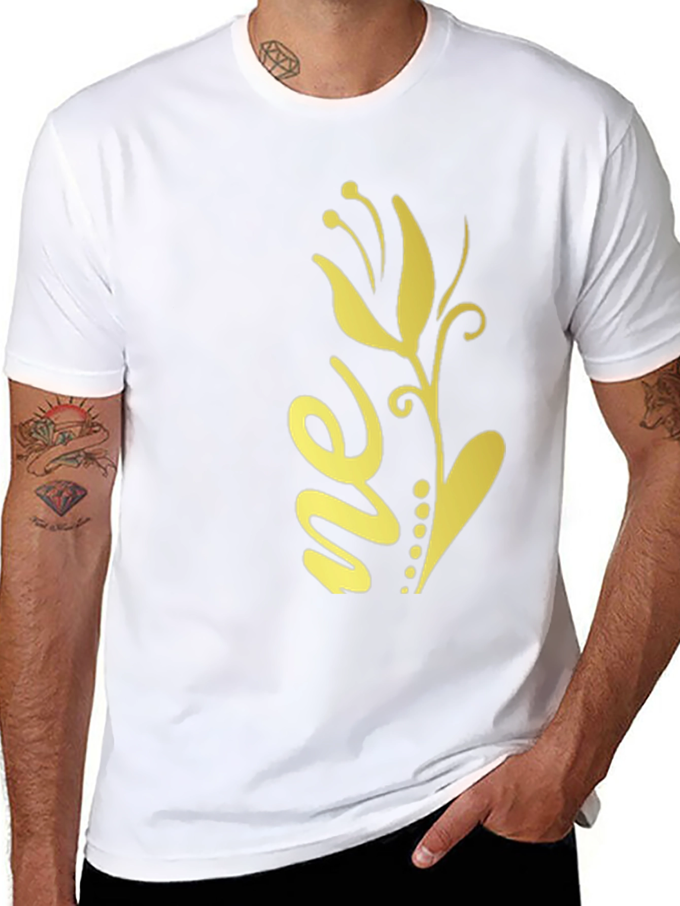 Stylish Black Tee with Floral Design