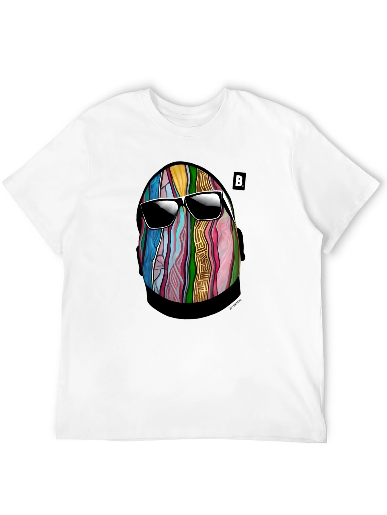 Abstract Face Graphic Mens Black T-Shirt