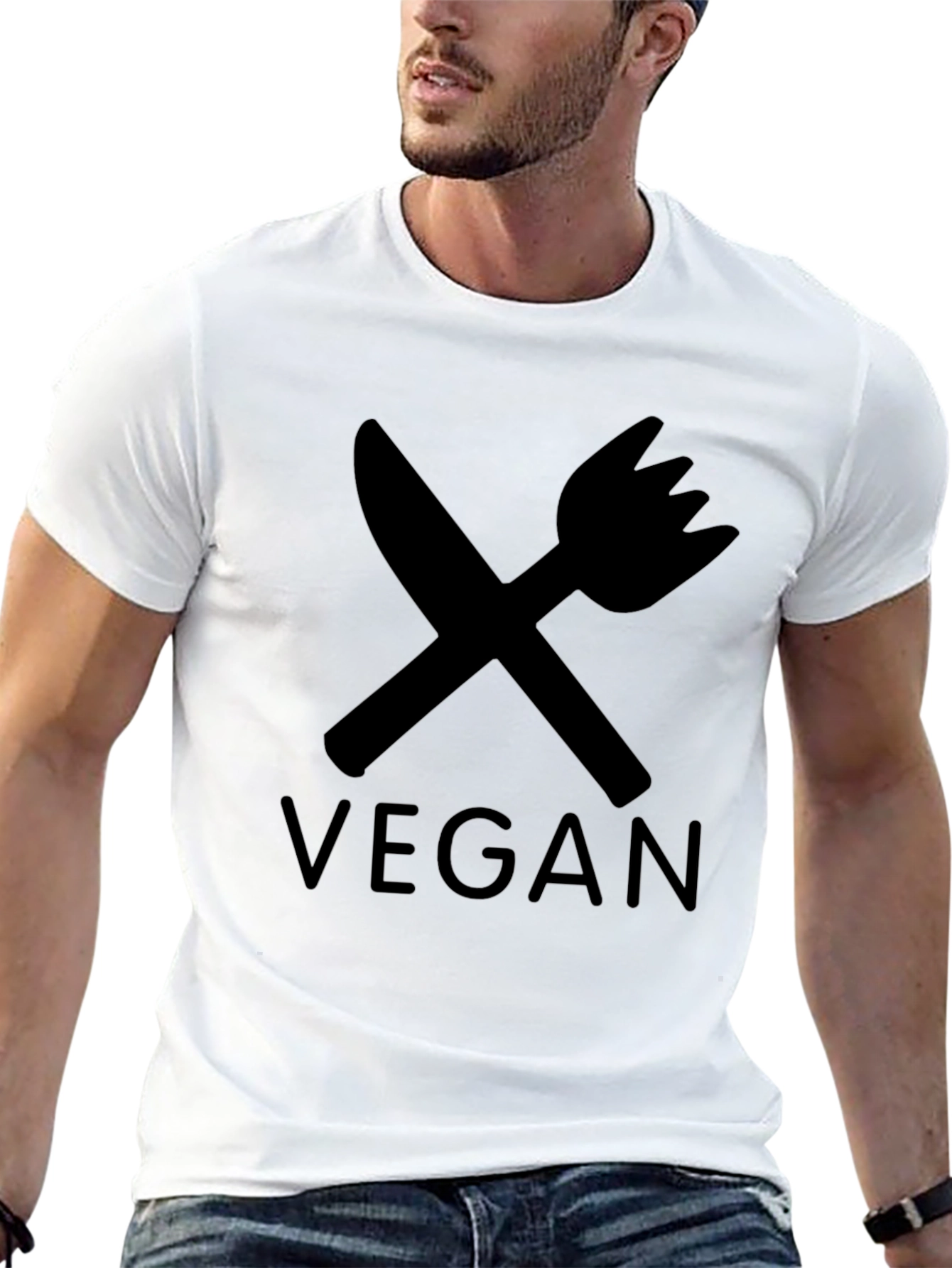 Vegan T-Shirt - Crossed Knife & Fork Design