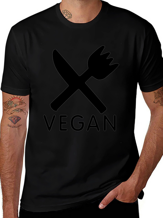 Vegan T-Shirt - Crossed Knife & Fork Design