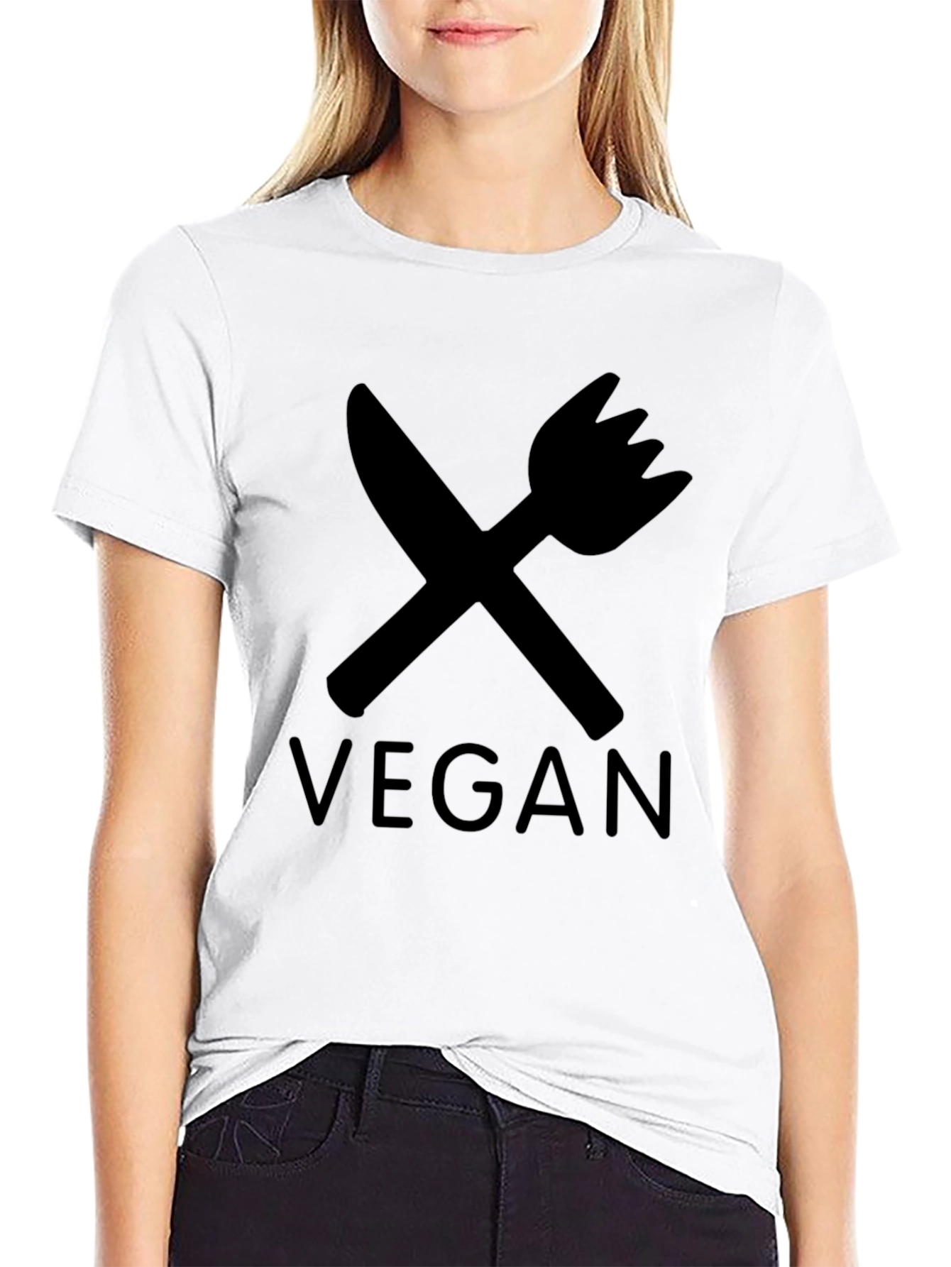 Vegan T-Shirt - Crossed Knife & Fork Design