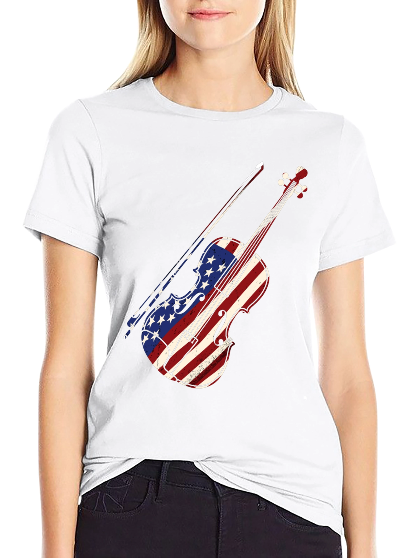 American Flag Violin T-Shirt