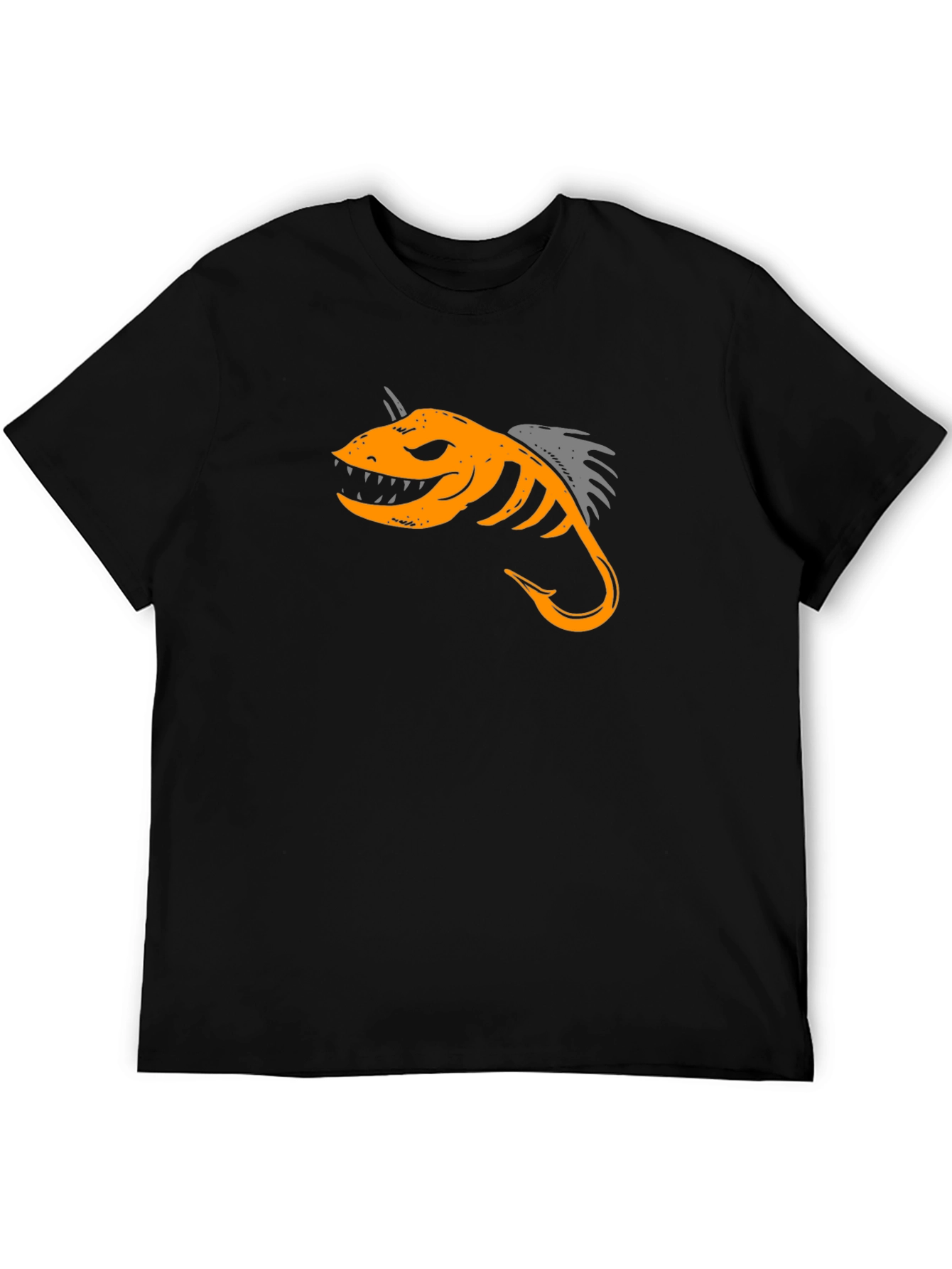 Black T-Shirt with Fish Hook Design