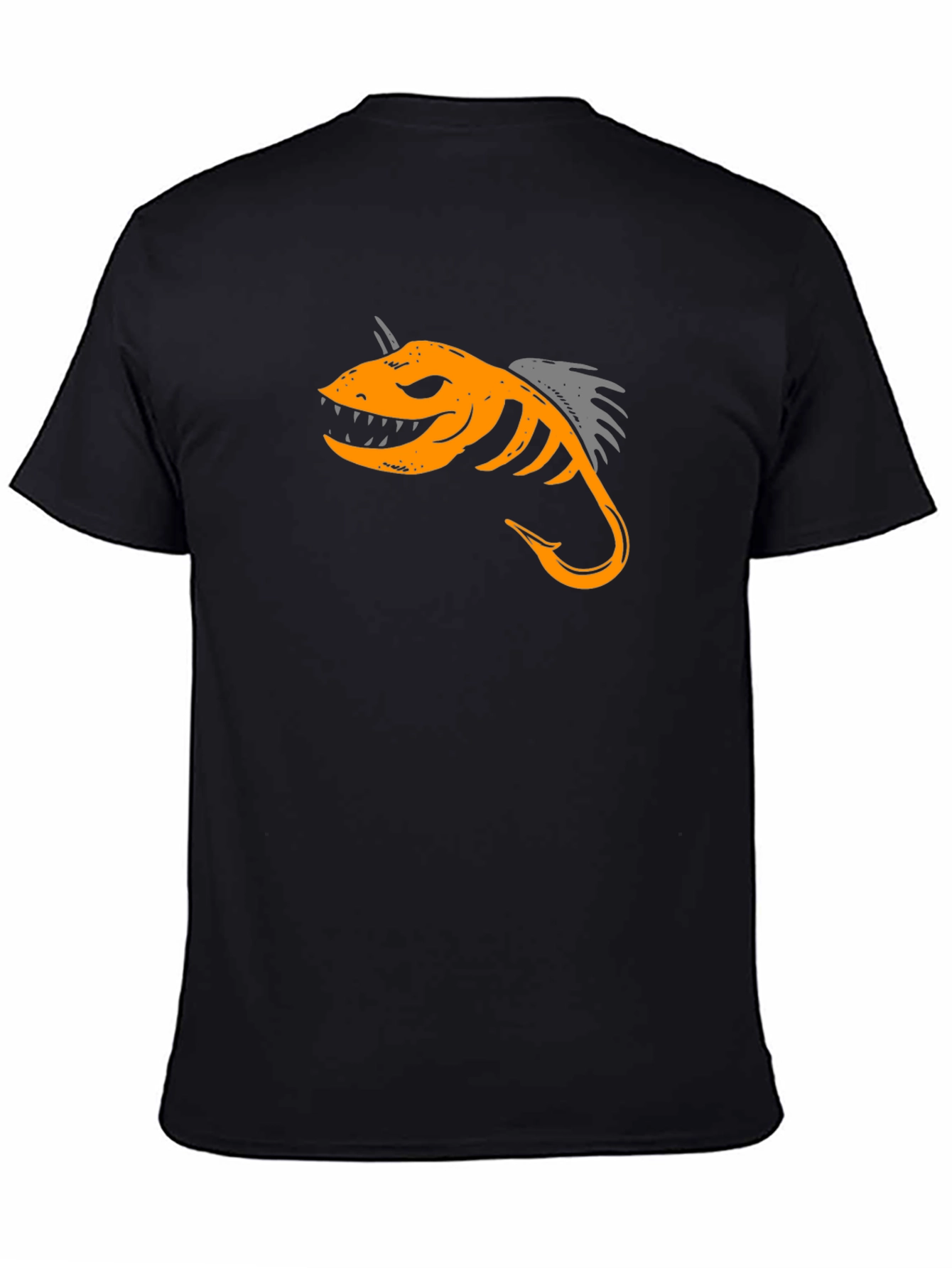 Black T-Shirt with Fish Hook Design