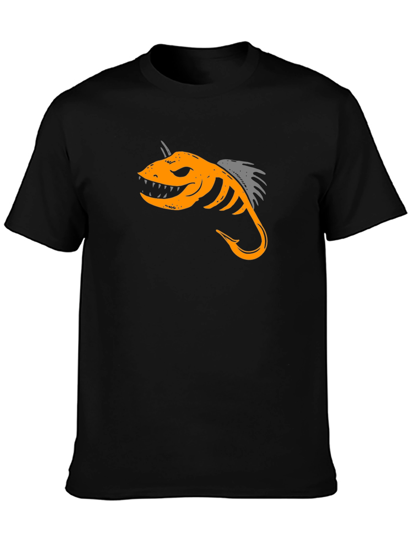 Black T-Shirt with Fish Hook Design
