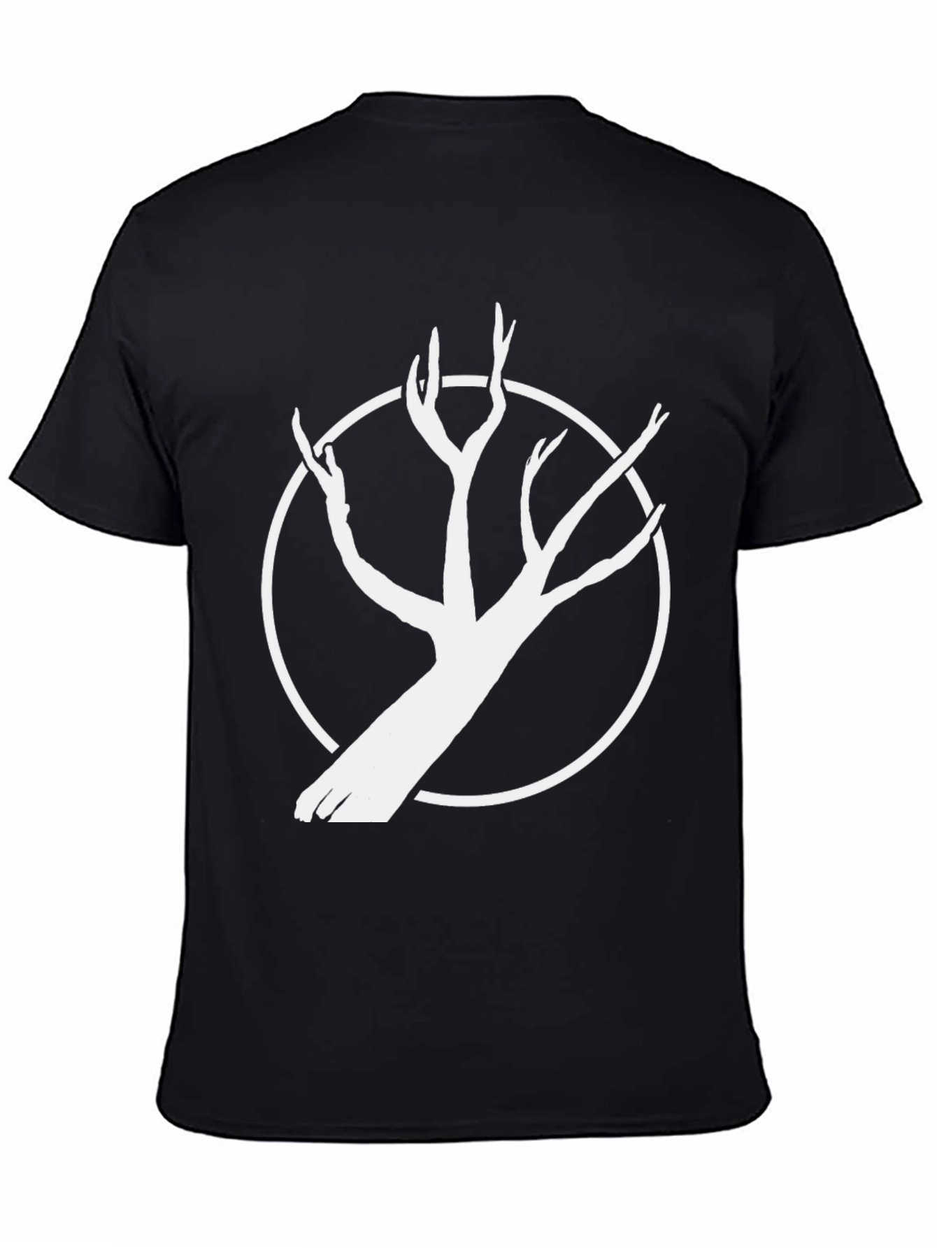 Black Tee with White Tree Circle Graphic