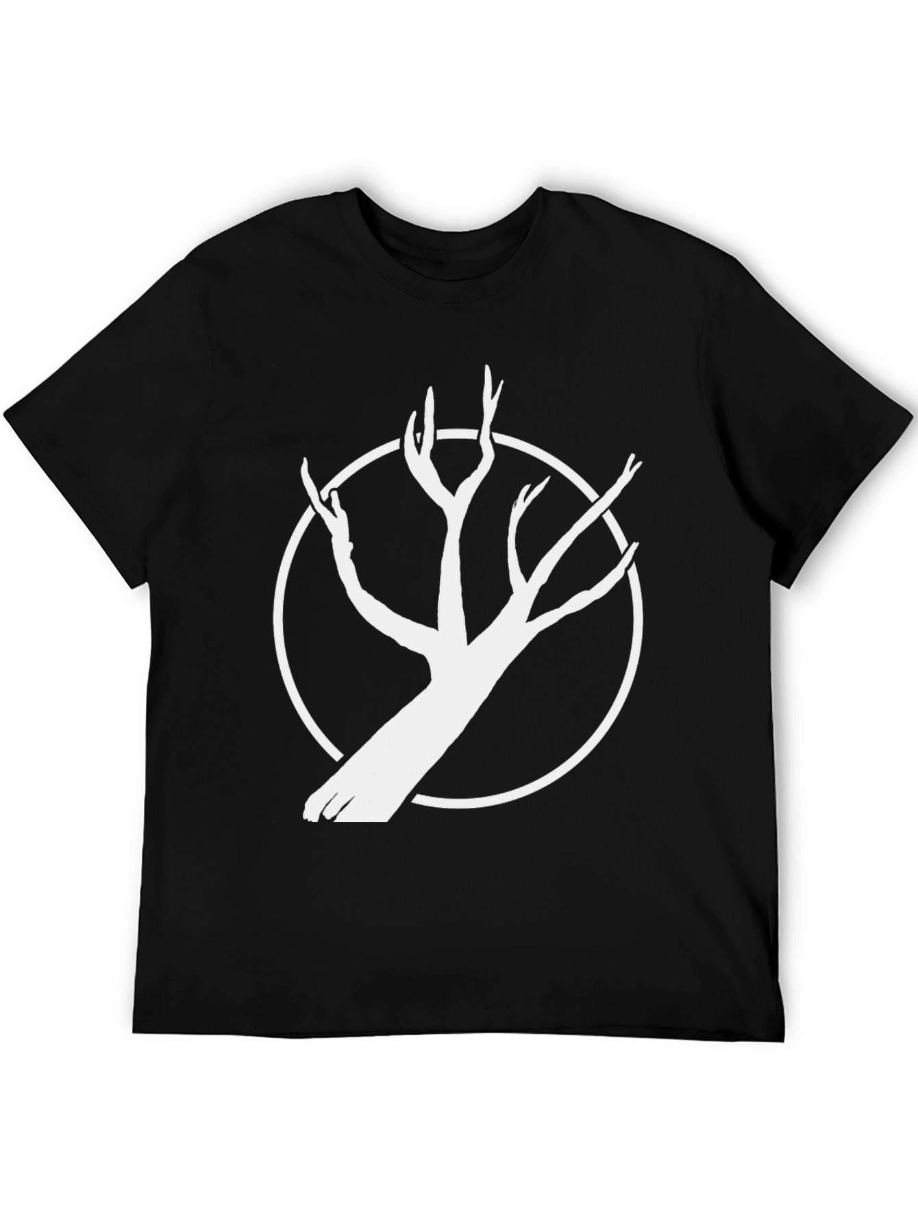 Black Tee with White Tree Circle Graphic