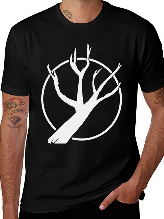 Black Tee with White Tree Circle Graphic