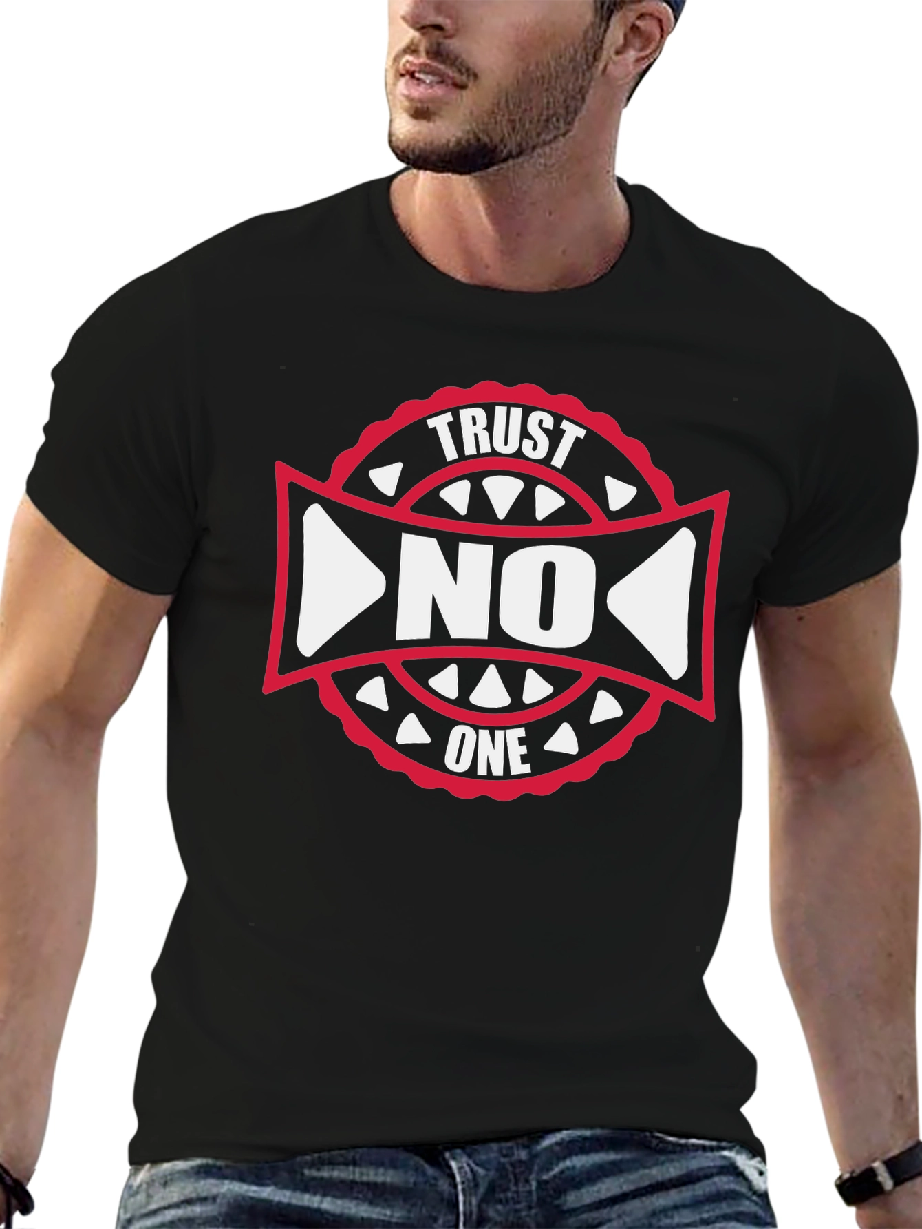 Trust No One Graphic Tee - Black Cotton T-Shirt